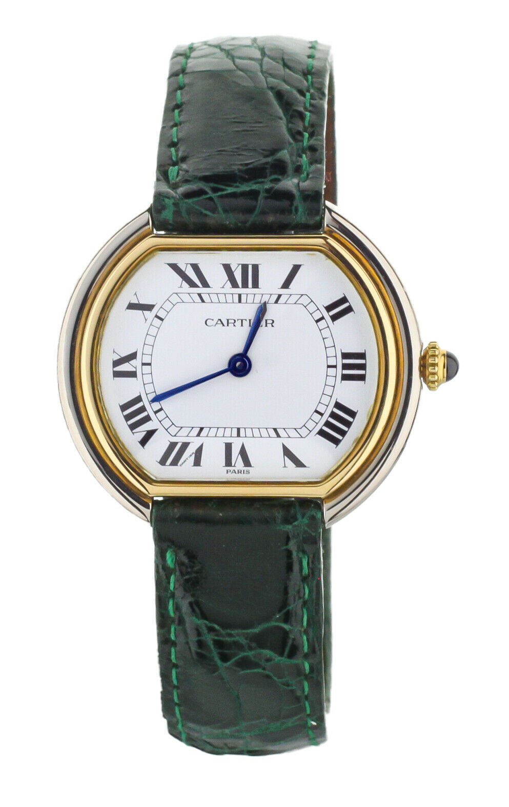 Cartier Ellipse Stainless Steel Yellow Gold Silver Dial Quartz 32mm