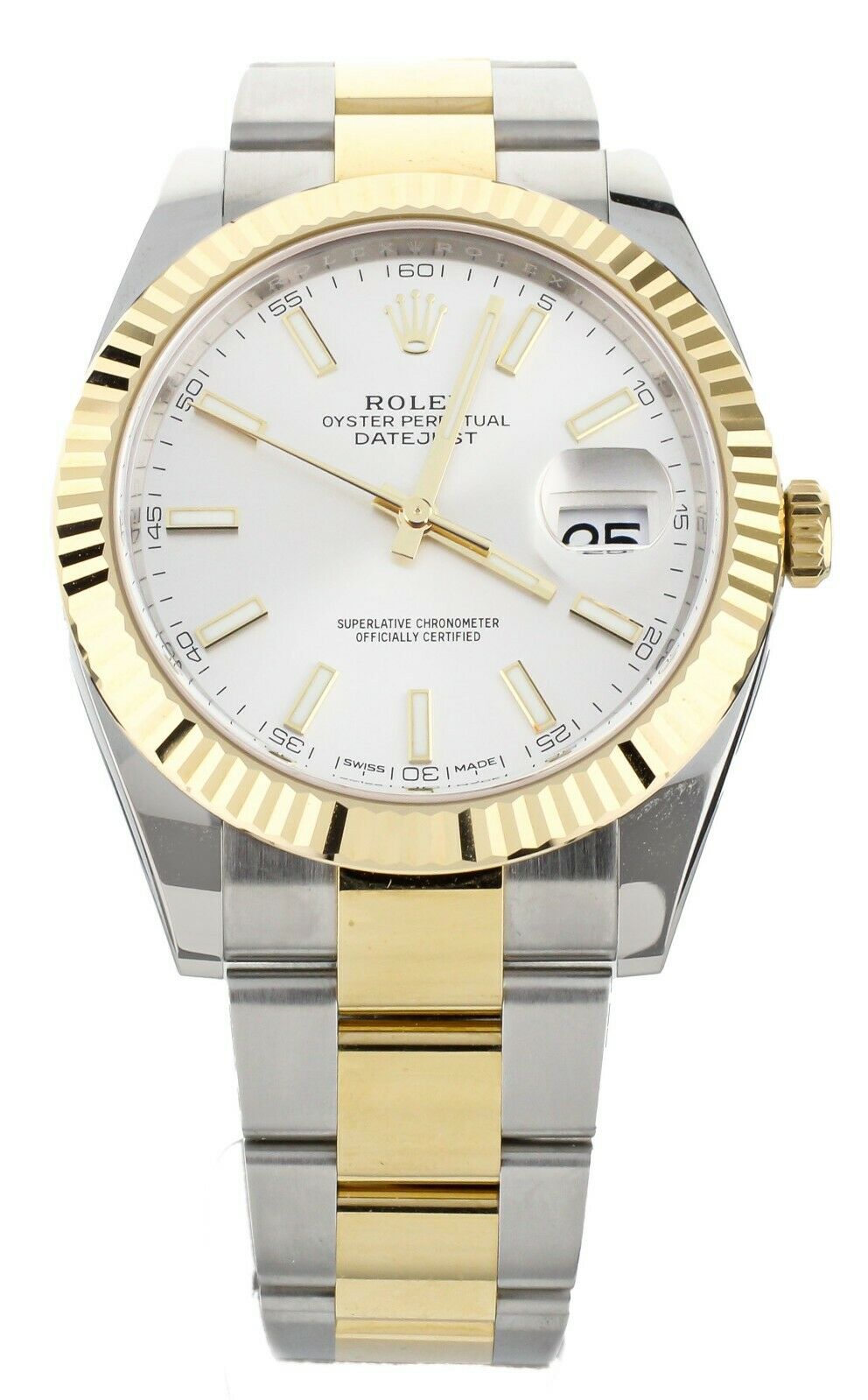 Rolex Datejust 41 Stainless Steel Yellow Gold Fluted Bezel 126333 Full Set