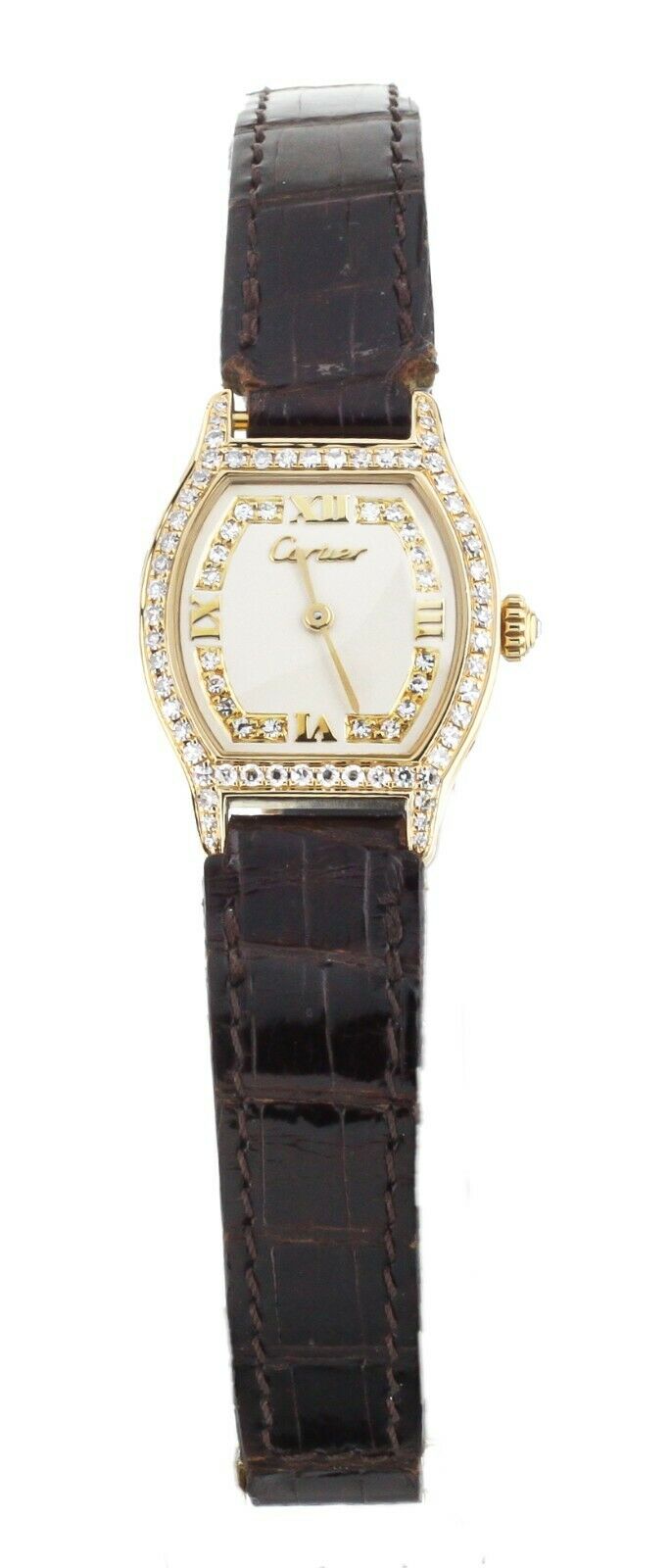 Cartier Tortue Yellow gold and diamonds on Alligator 20x20mm Full Set