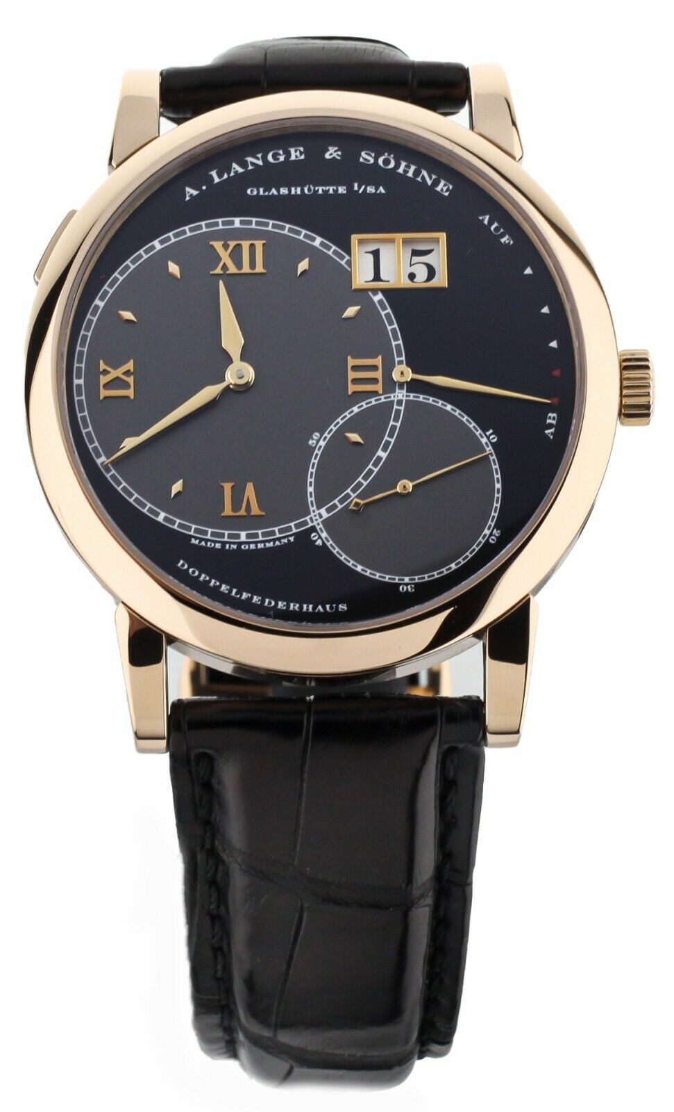 A.Lange  Sohne Grand Lange 1 Rose Gold Manual Wind Black Dial 41mm 115.031 