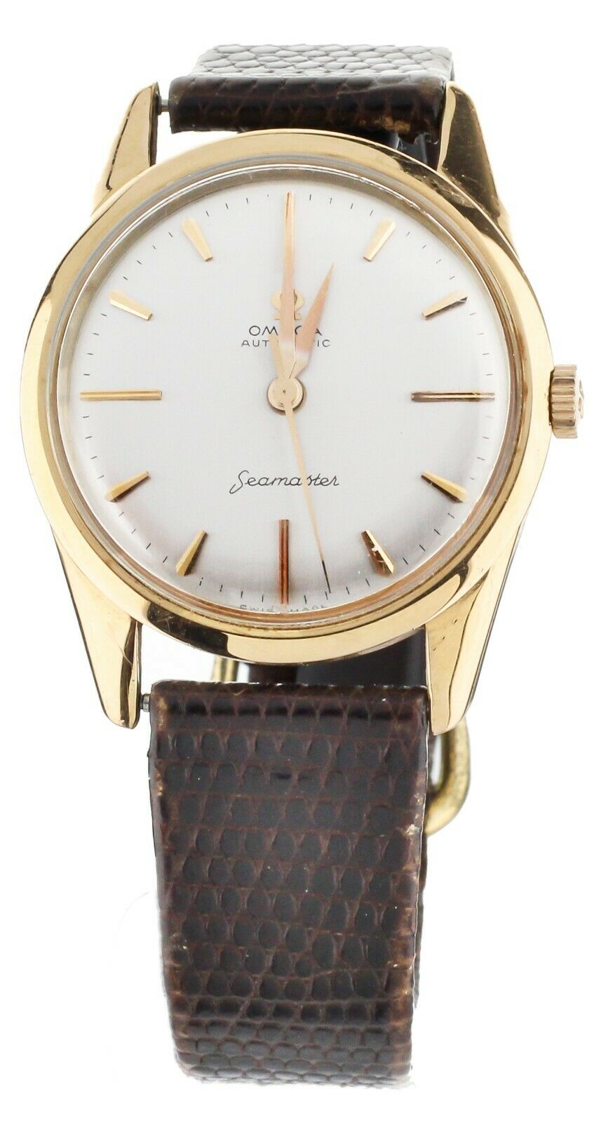 OMEGA SEAMASTER AUTOMATIC 147.004 35MM YELLOW GOLD CASE LEATHER STRAP