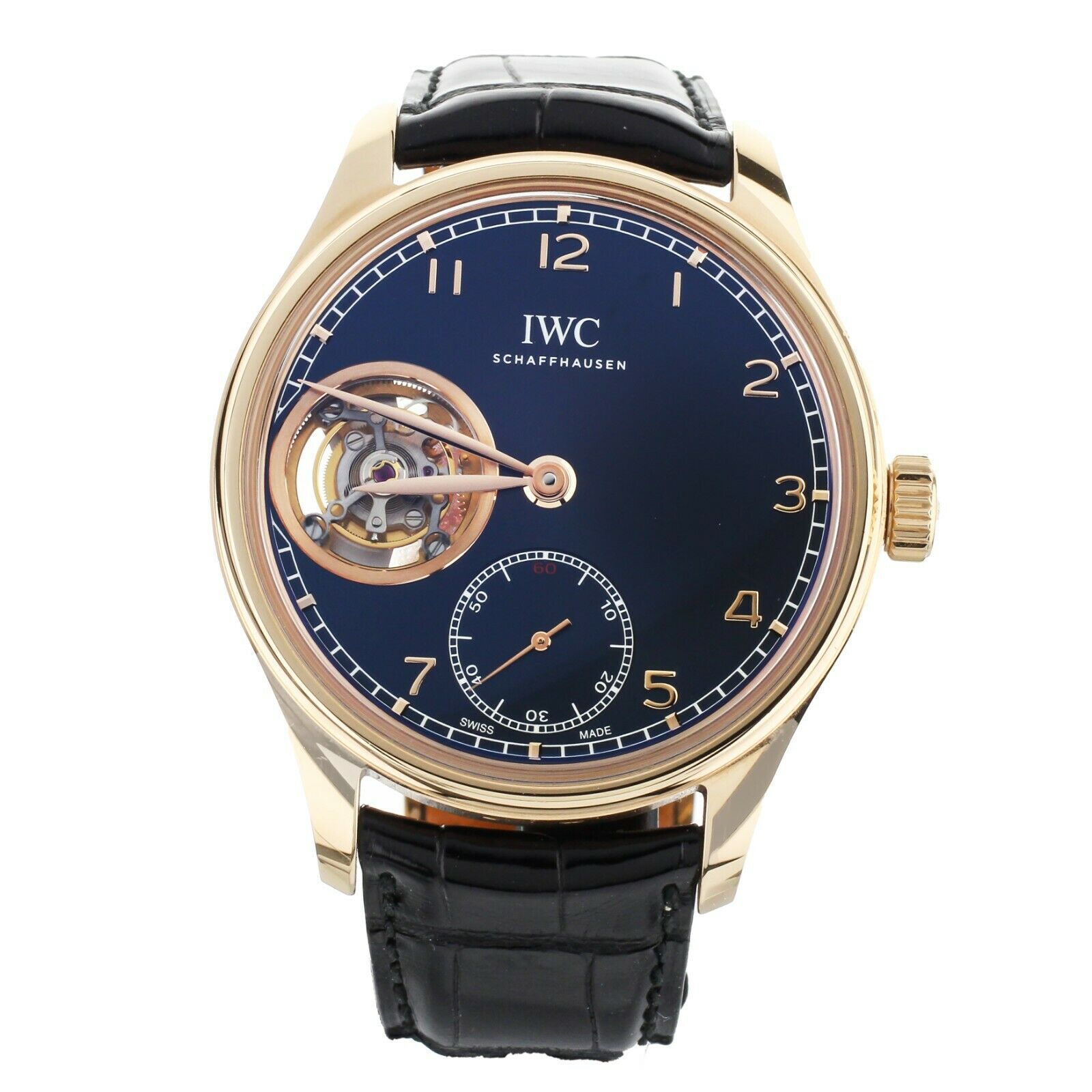 IWC PORTUGIESER TOURBILLON HAND-WOUND ROSE GOLD BLUE DIAL 43MM IW546305 FULL SET