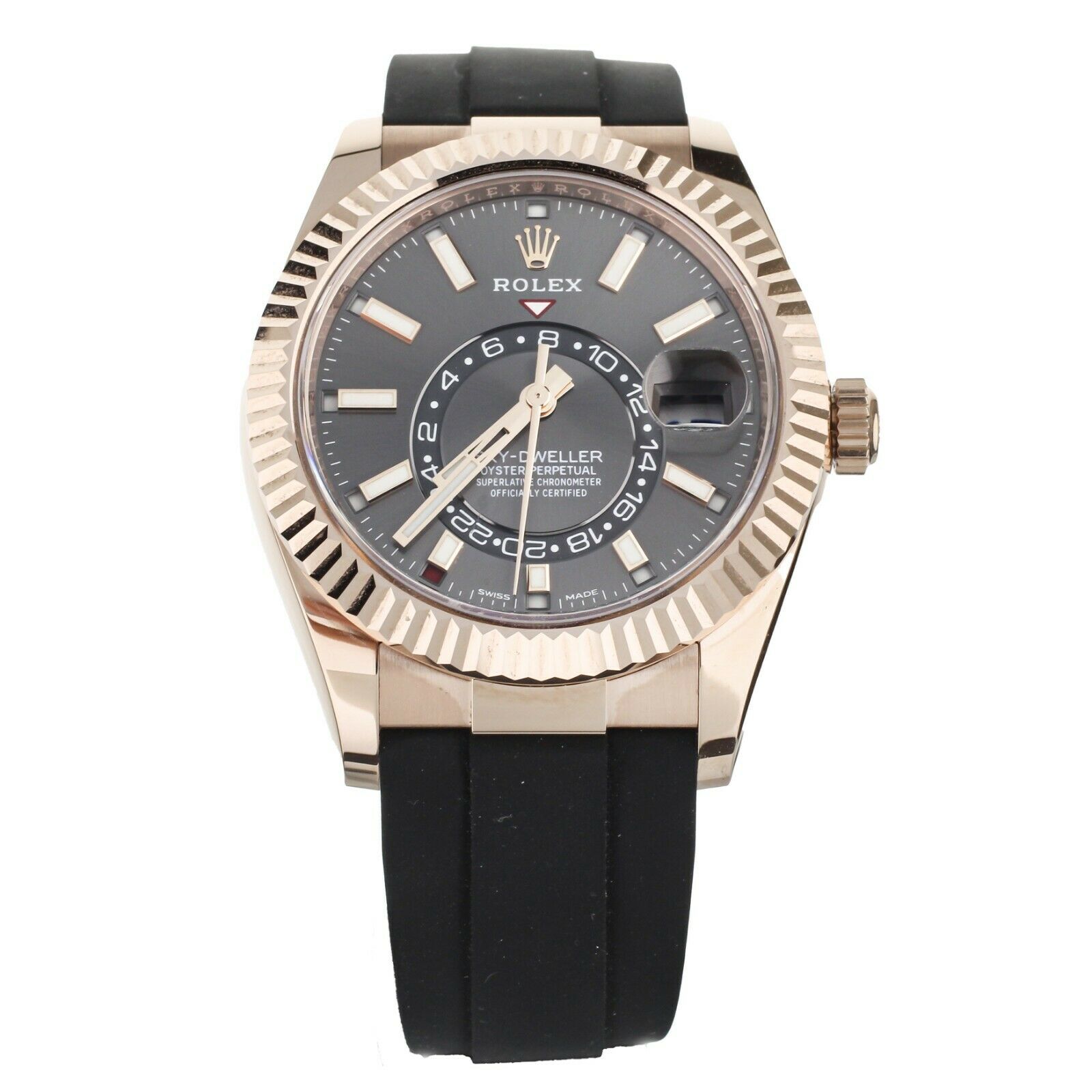 Rolex Sky-Dweller Annual Calendar Rose Gold Rhodium Dial 42mm 326235 Full Set