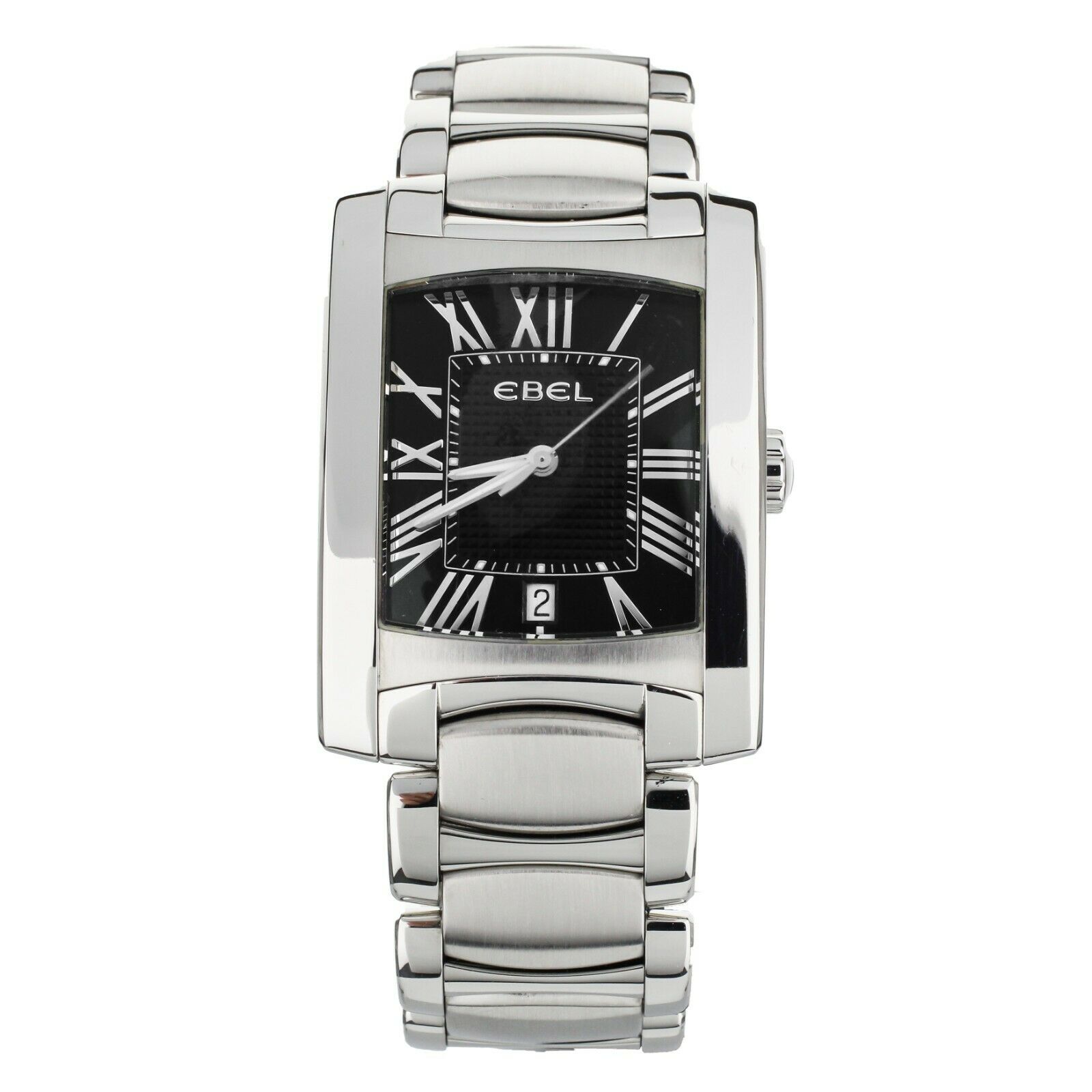 EBEL BRASILIA STAINLESS STEEL BLACK DIAL ON BRACELET QUARTZ 44 x 32.5MM