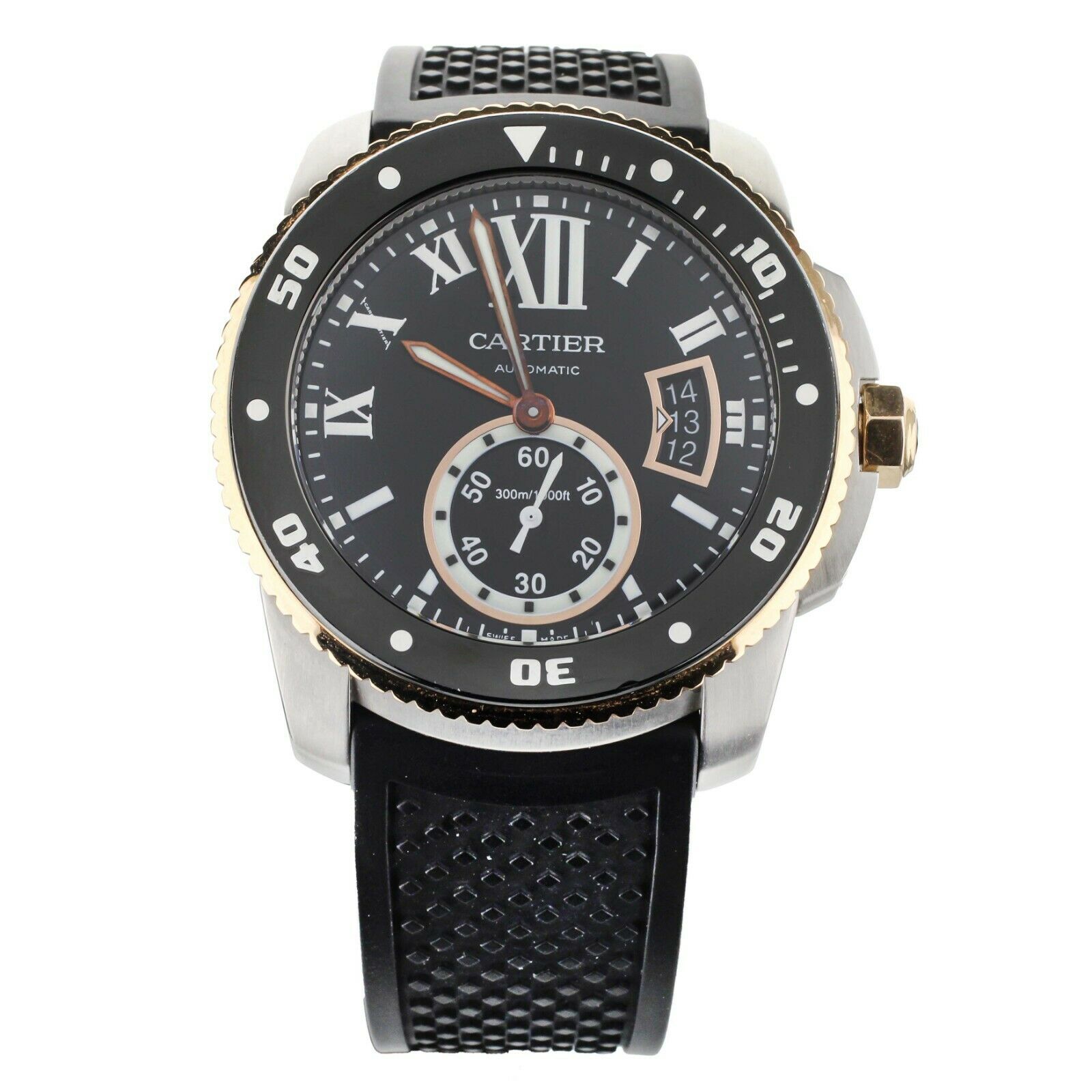 Cartier Calibre Diver Steel  Rose Gold on Rubber 42mm W7100055 Full Set