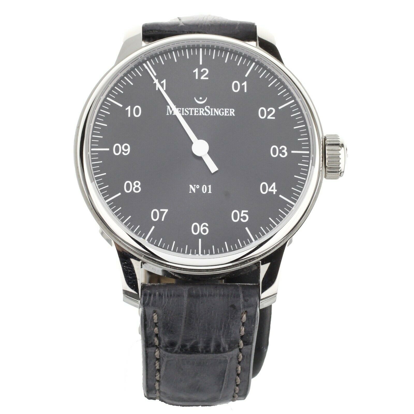 Meistersinger No.1 Single Hand Black Dial Stainless Steel 43mm Full Set