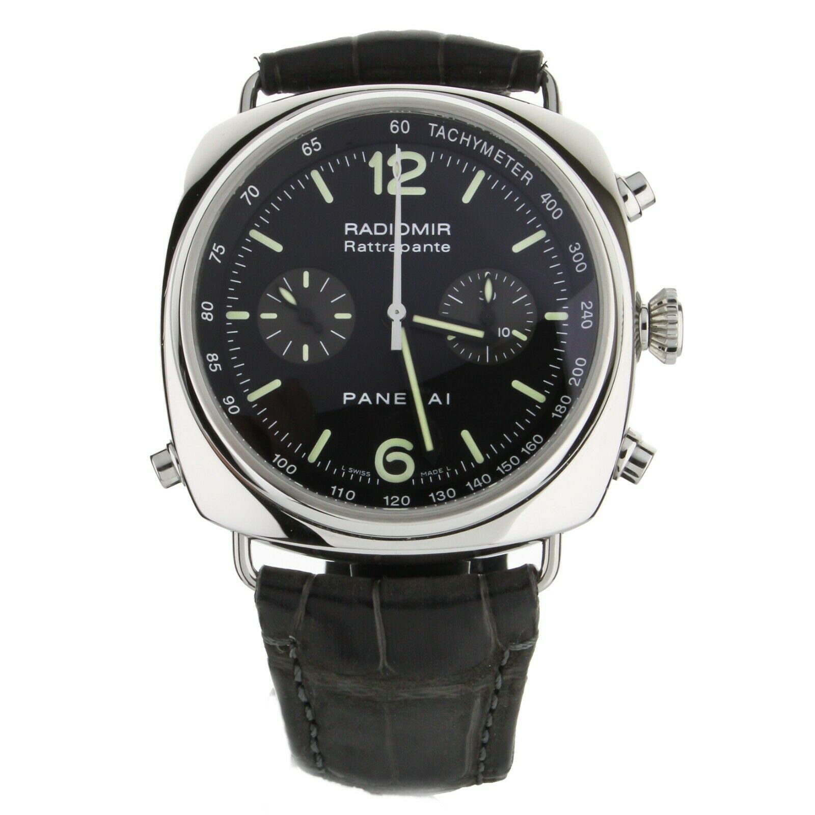 Panerai Radiomir Rattrapante Stainless Steel Black Dial on Alligator 45mm PAM214