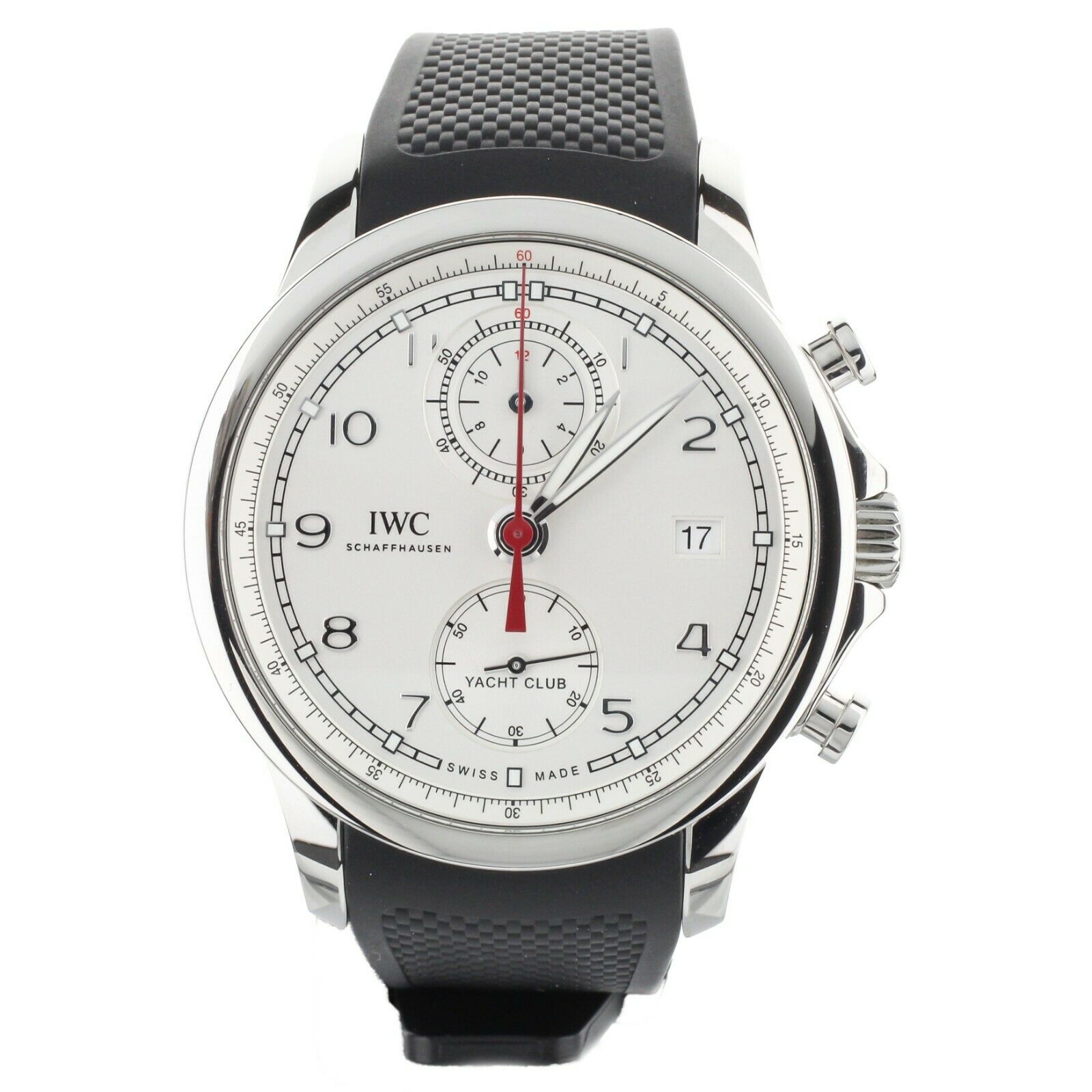 IWC Portuguese Yacht Club Chronograph Silver Dial Rubber 43mm IW390502 Full Set
