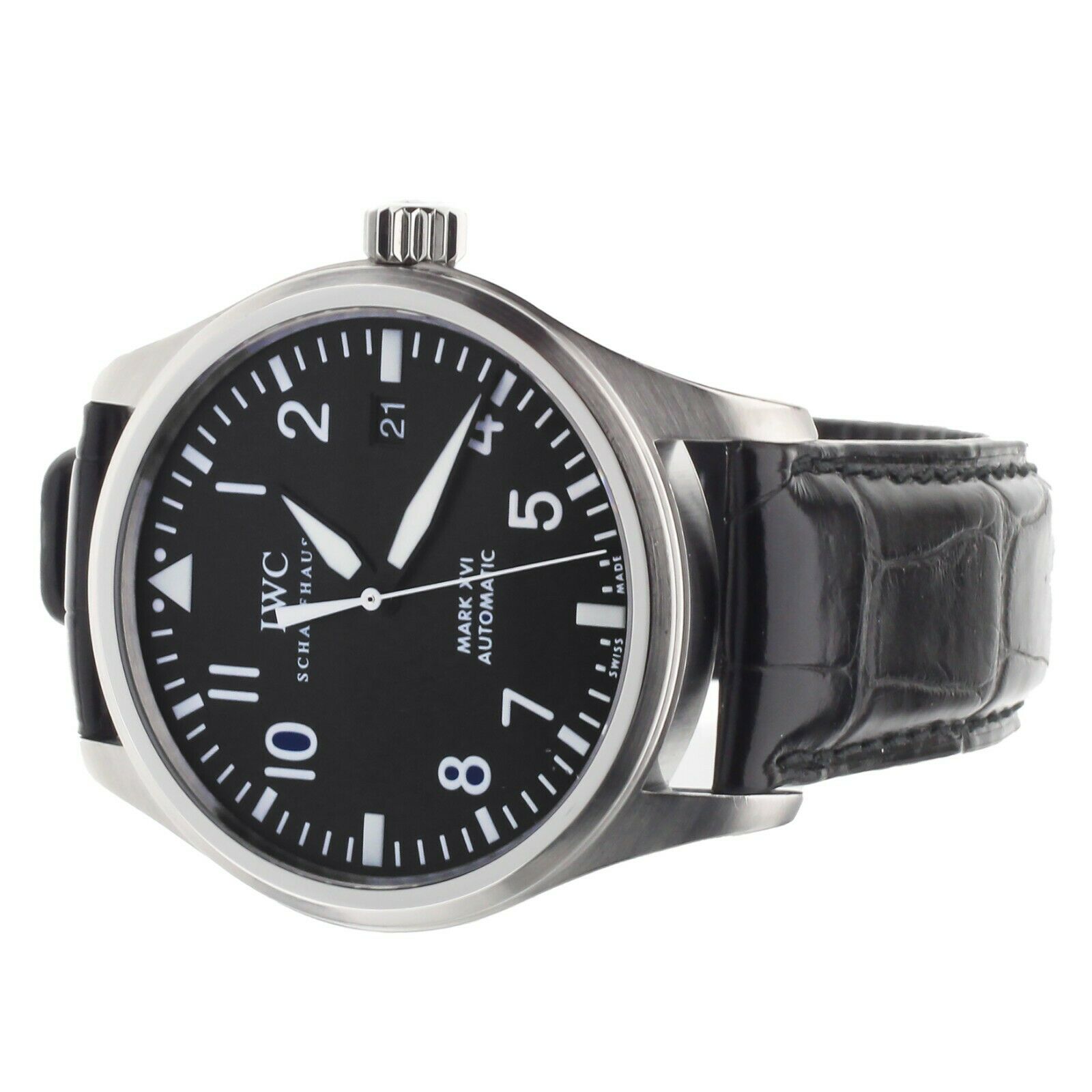 IWC Pilot's Watch Mark XVI Black Dial Alligator 39mm IW325501 Full