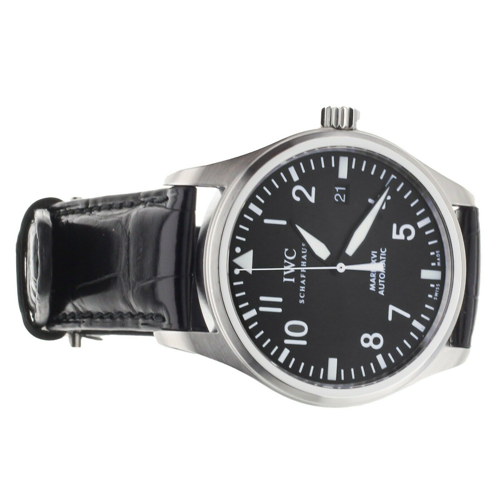 IWC Pilot's Watch Mark XVI Black Dial Alligator 39mm IW325501 Full
