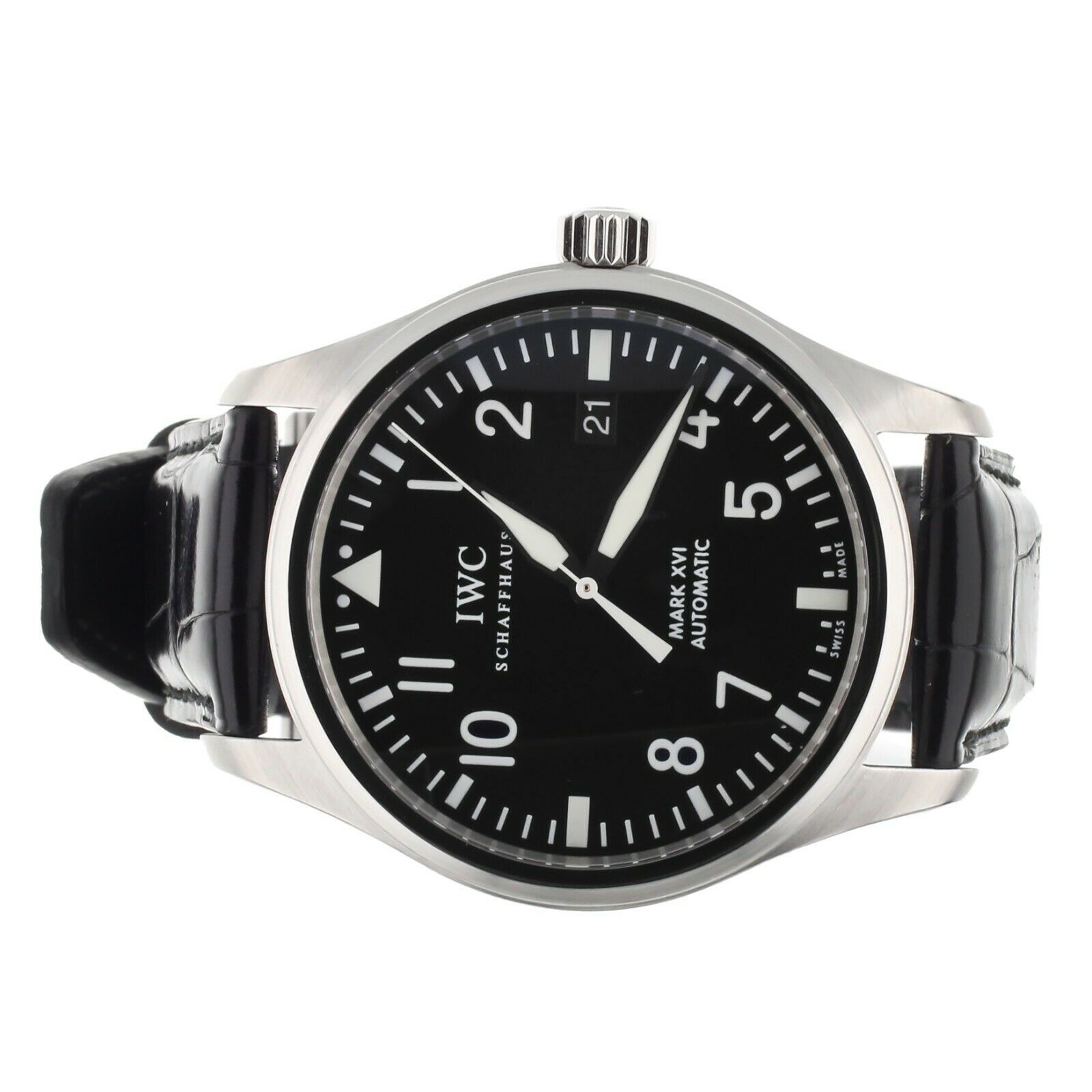 IWC Pilot's Watch Mark XVI Black Dial Alligator 39mm IW325501 Full