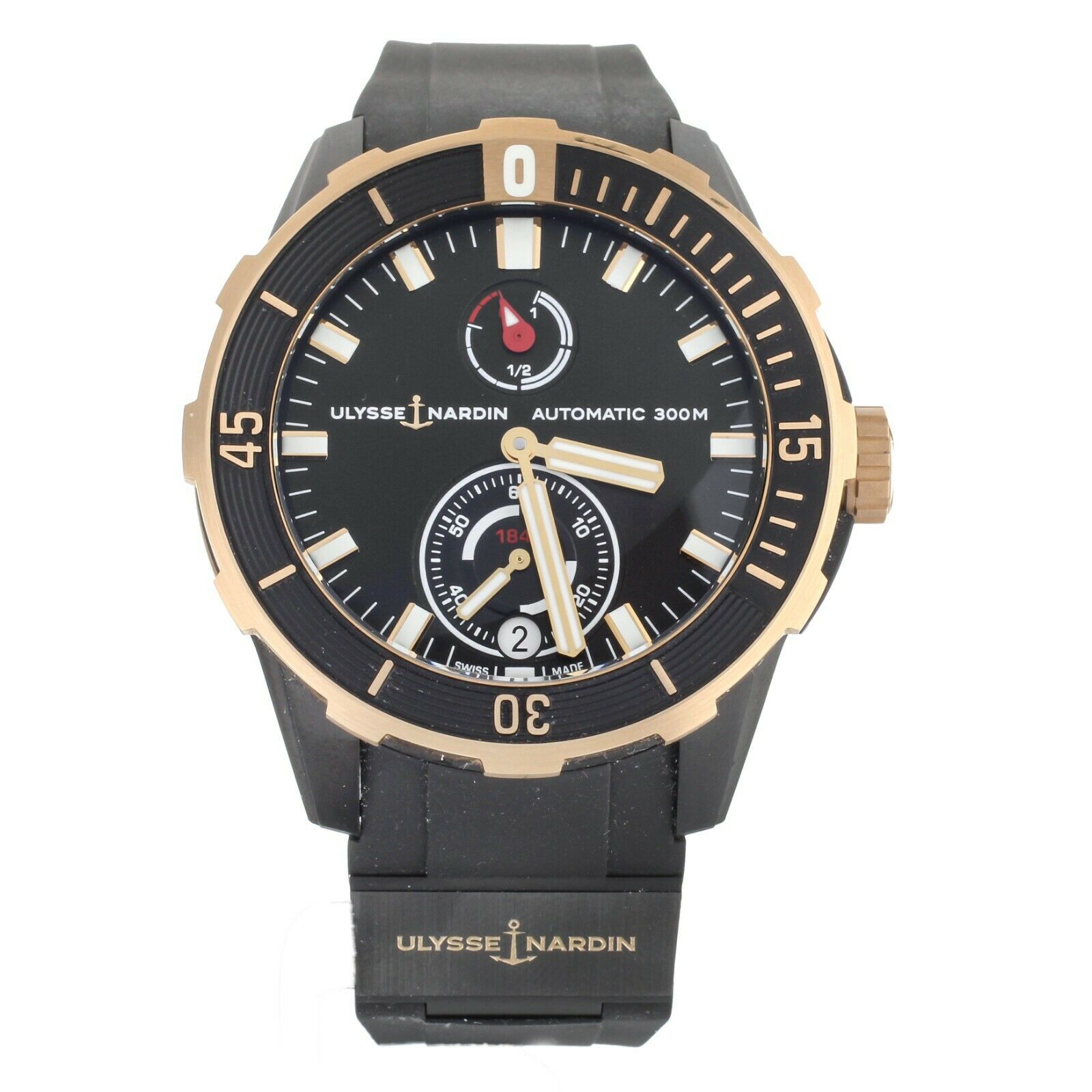 Ulysse Nardin Diver Chronometer Titanium Rose Gold 44mm 1185-170/BLACK Full Set