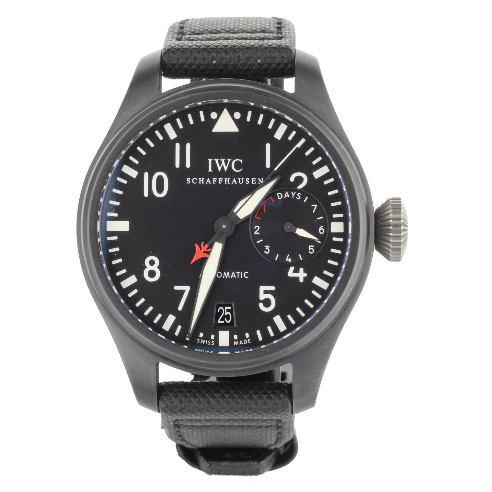 IWC BIG PILOT'S WATCH TOP GUN CERAMIC BLACK DIAL ON CANVAS 48MM IW501901