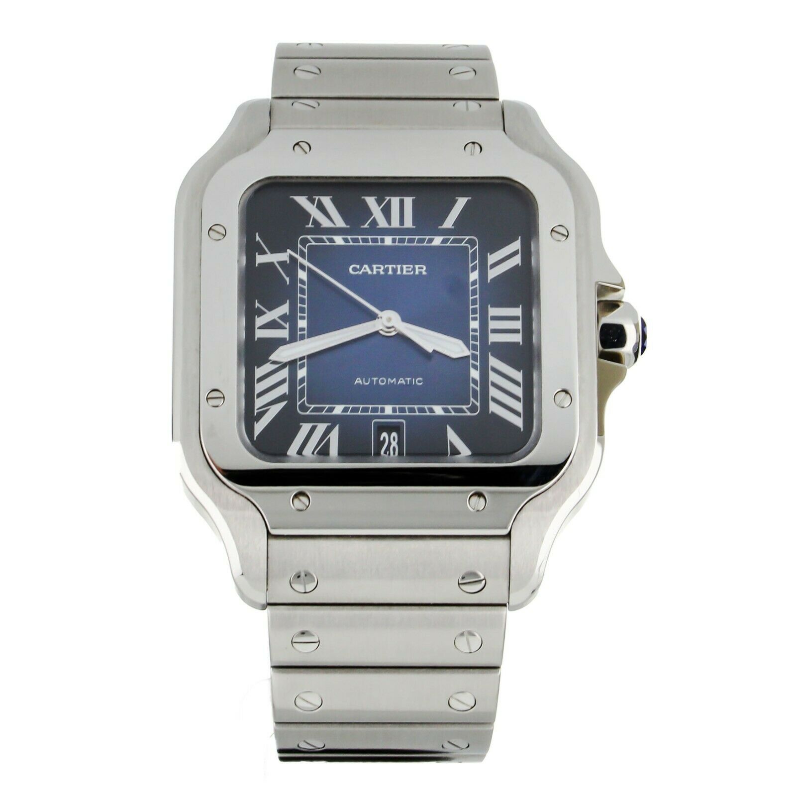 Cartier Santos Blue Dial Stainless Steel on Bracelet 39mm WSSA0030 Full Set