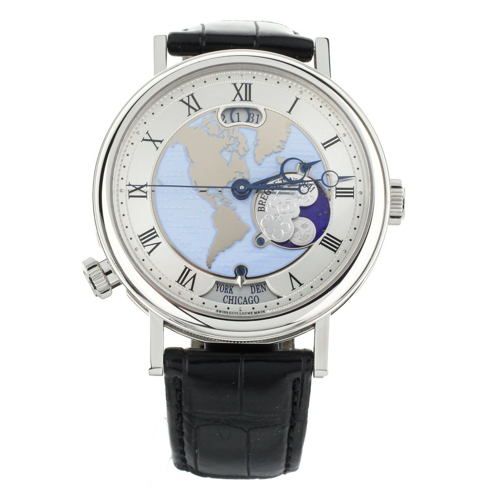 Breguet Classique Hora Mundi World Timer "Americas" Silver Dial 43mm Platinum