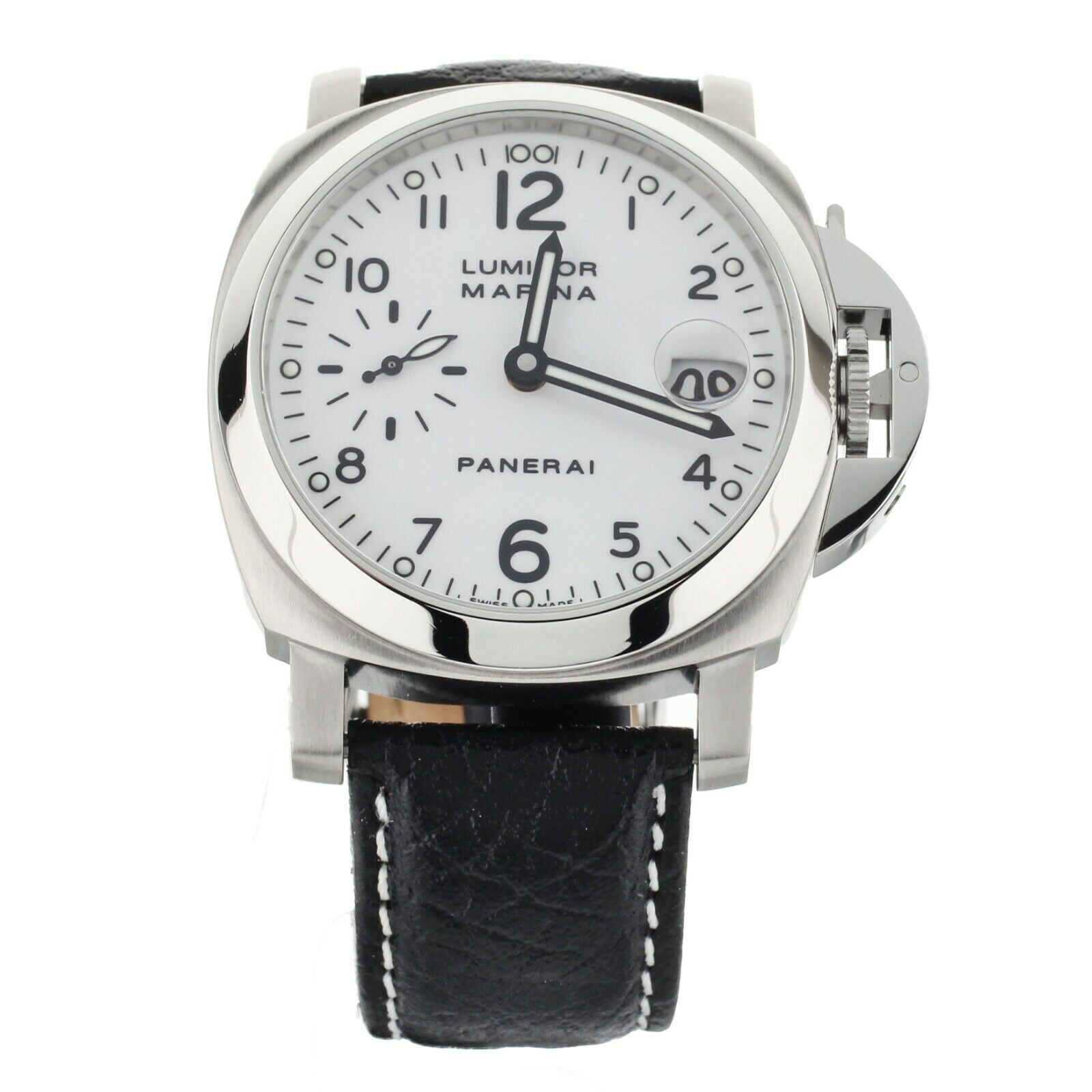 Panerai Luminor Marina Stainless Steel White Dial Alligator 40mm PAM49 Full Set