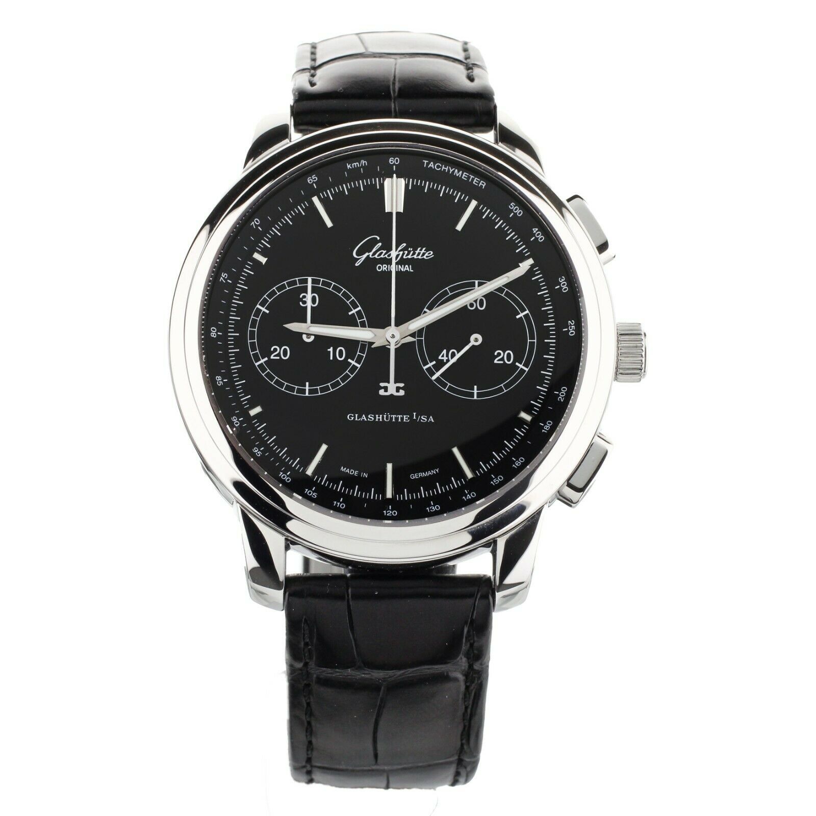 Glashutte Original Senator Chronograph XL Black Dial 39-34-20-42-04 Full Set