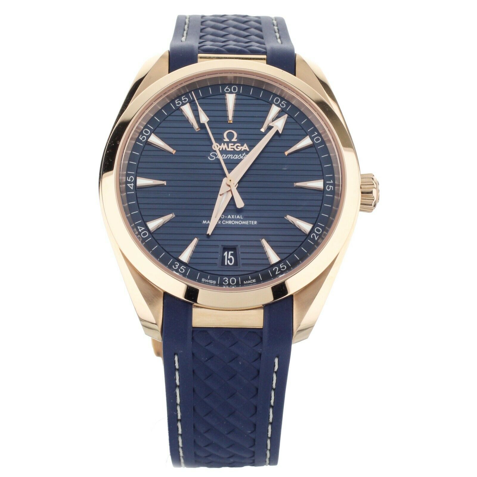 Omega Aqua Terra Blue Dial Rose Gold Time Date 41mm 220.52.41.21.03.001 full set