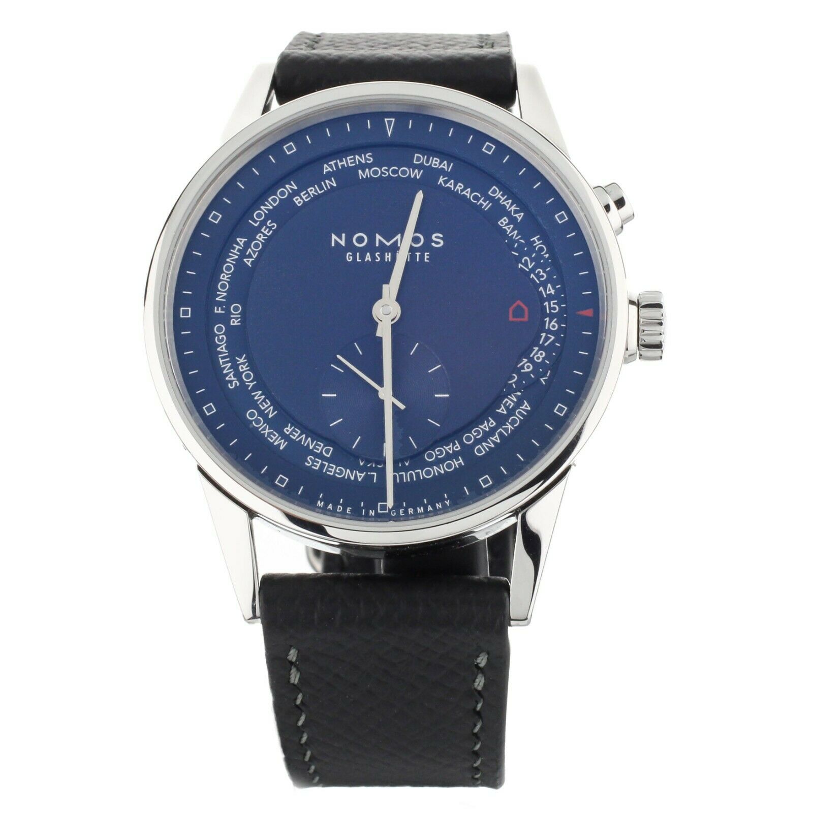 Nomos Zurich Weltzeit Blue Dial stainless steel world time 39mm 807 full set