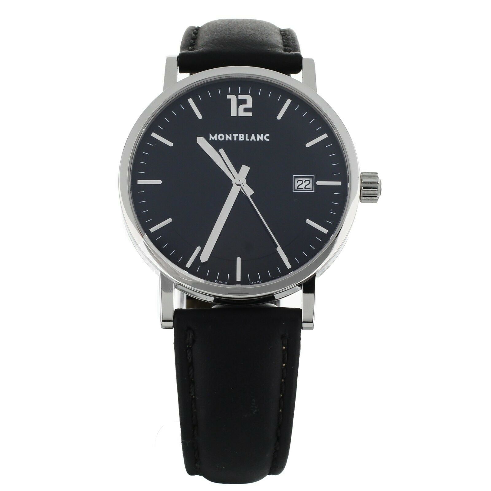 Montblanc Tradition Quartz Black Dial Stainless Steel on Calf Strap 40mm