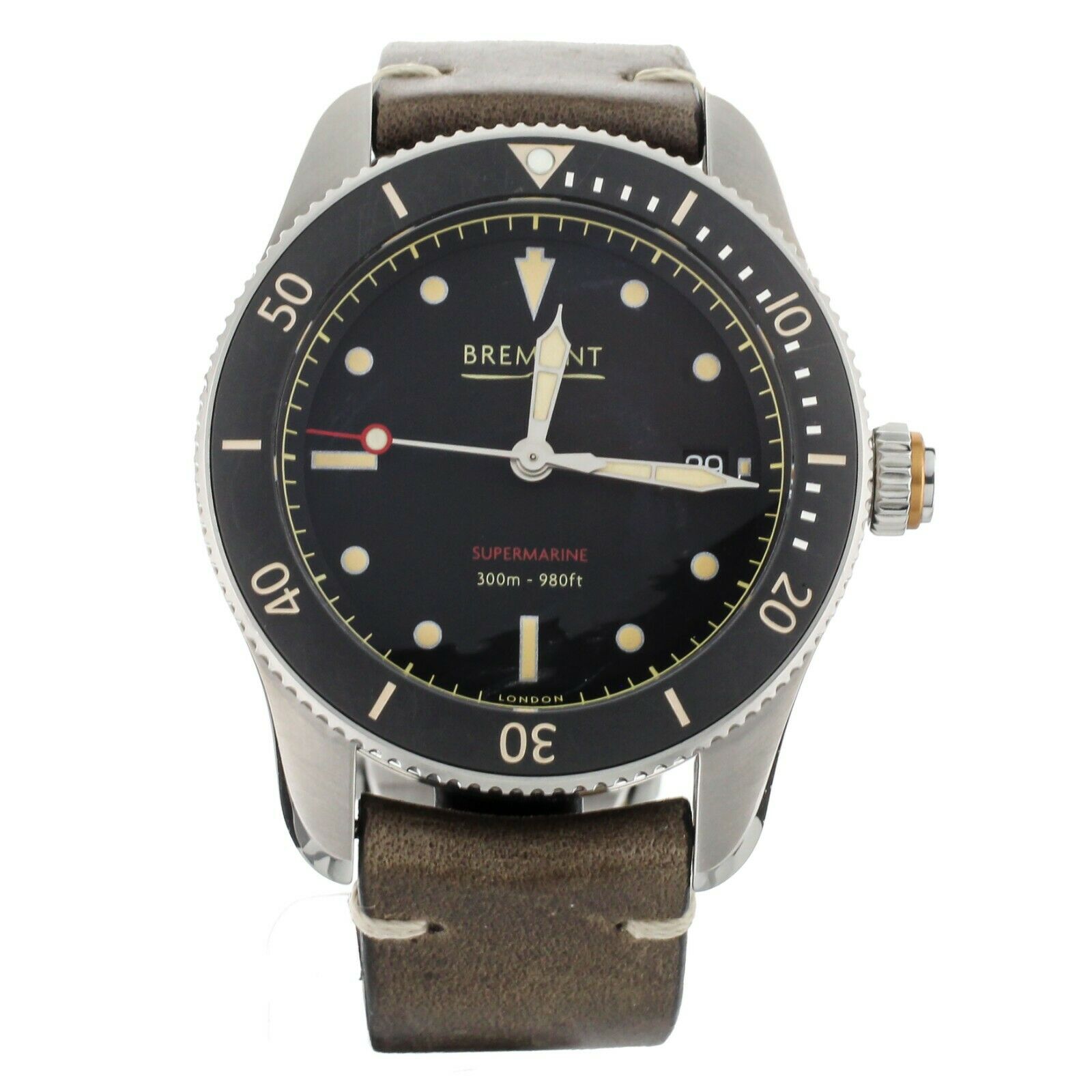 Bremont Supermarine Black Dial Stainless Steel on Calf 40mm S301/BL Full Set