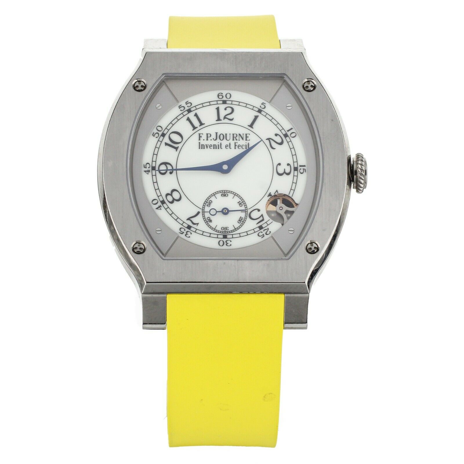 F.P. Journe Elegente Titanium Quartz on Yellow Rubber Strap 48x40mm Full Set