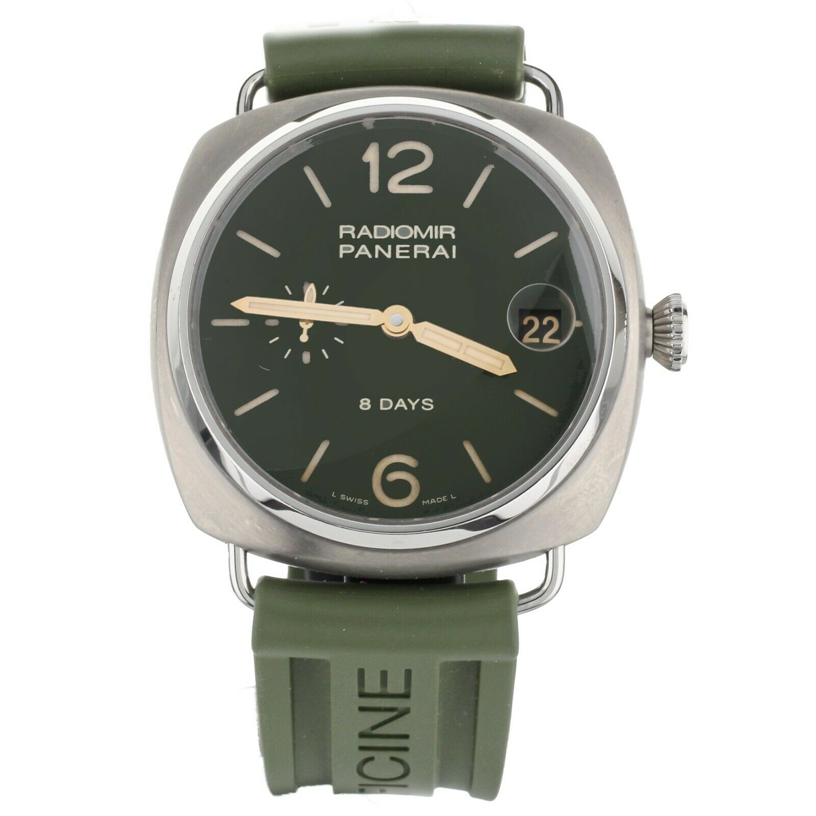 Panerai Radiomir 8 Days Green Titanium on Rubber Strap 45mm Pam735  Full set