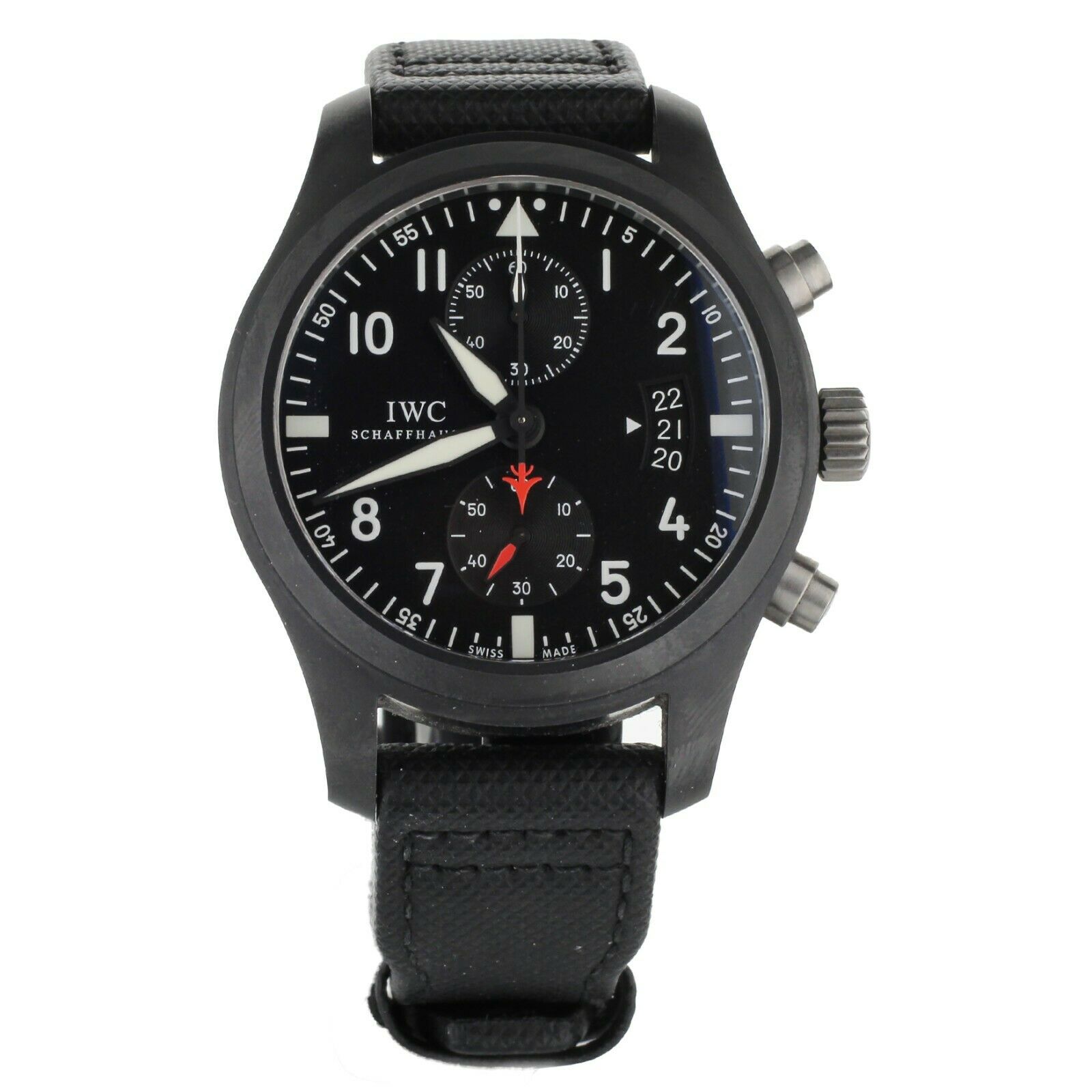 IWC Pilot's Watch Chronograph Top Gun Ceramic Calf Strap Deployant 46mm IW388001