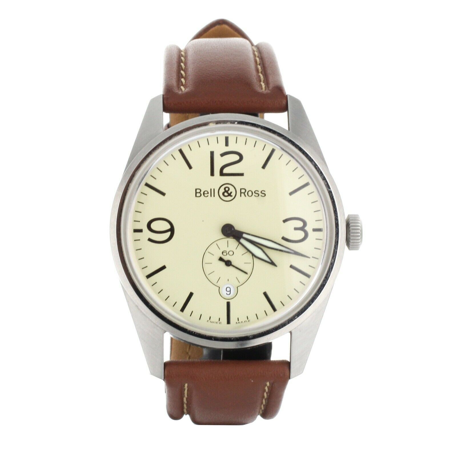 Bell  Ross BR123 Vintage 41mm Stainless Steel Cream Dial  Full Set