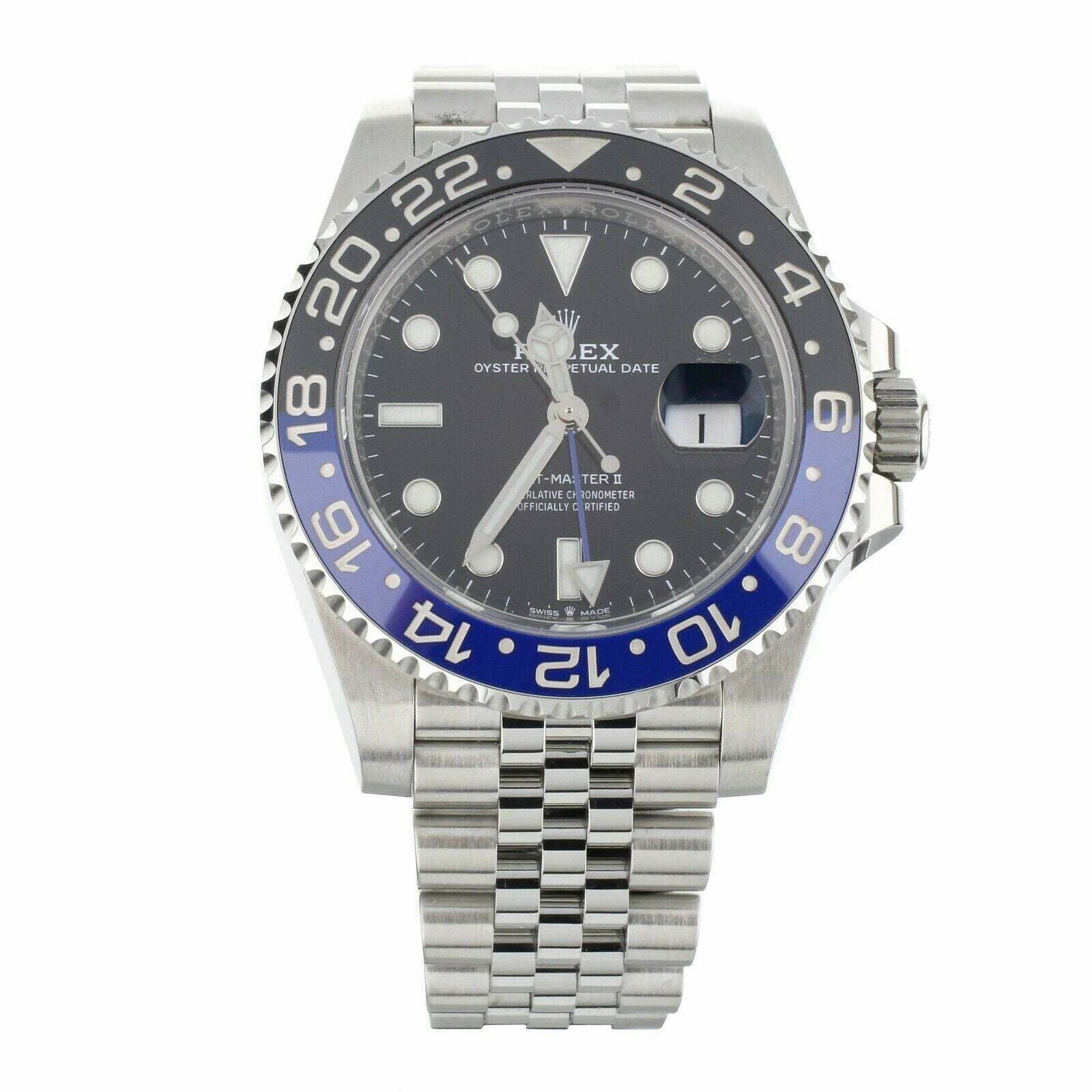 Rolex GMT Master II Batman Black Blue Jubilee Bracelet 40mm  Full Set