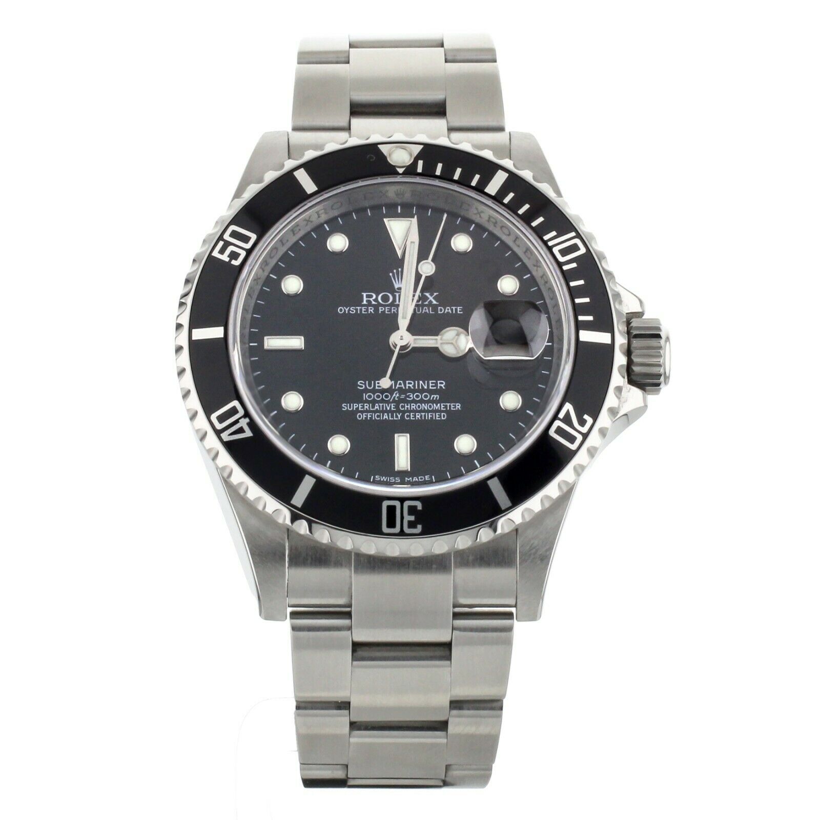 Rolex Submariner Date Stainless Steel Black Dial Steel Bezel 40mm