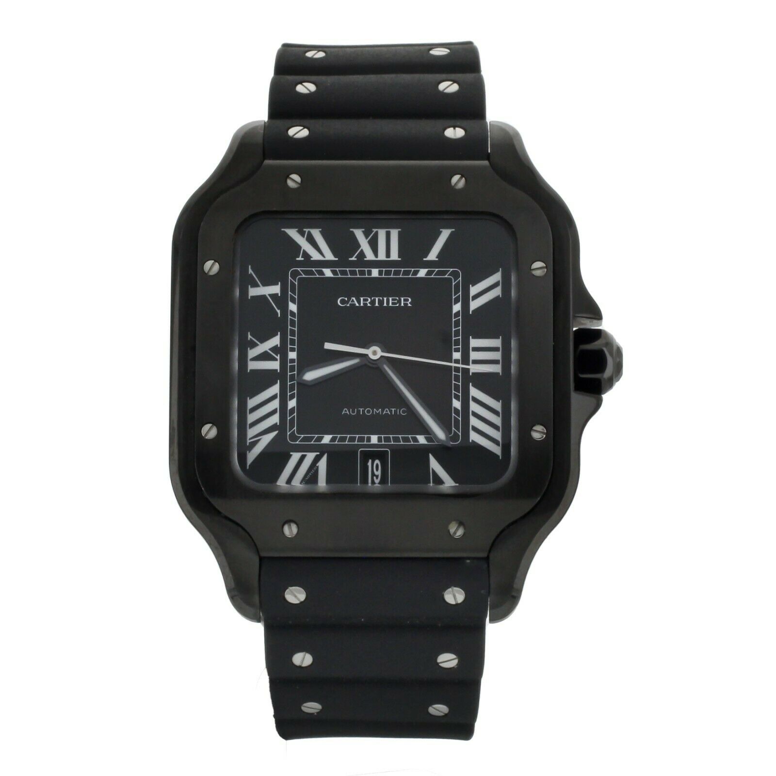 Cartier Santos XL DLC Stainless Steel Rubber Strap 39.8mm  mm Full Set