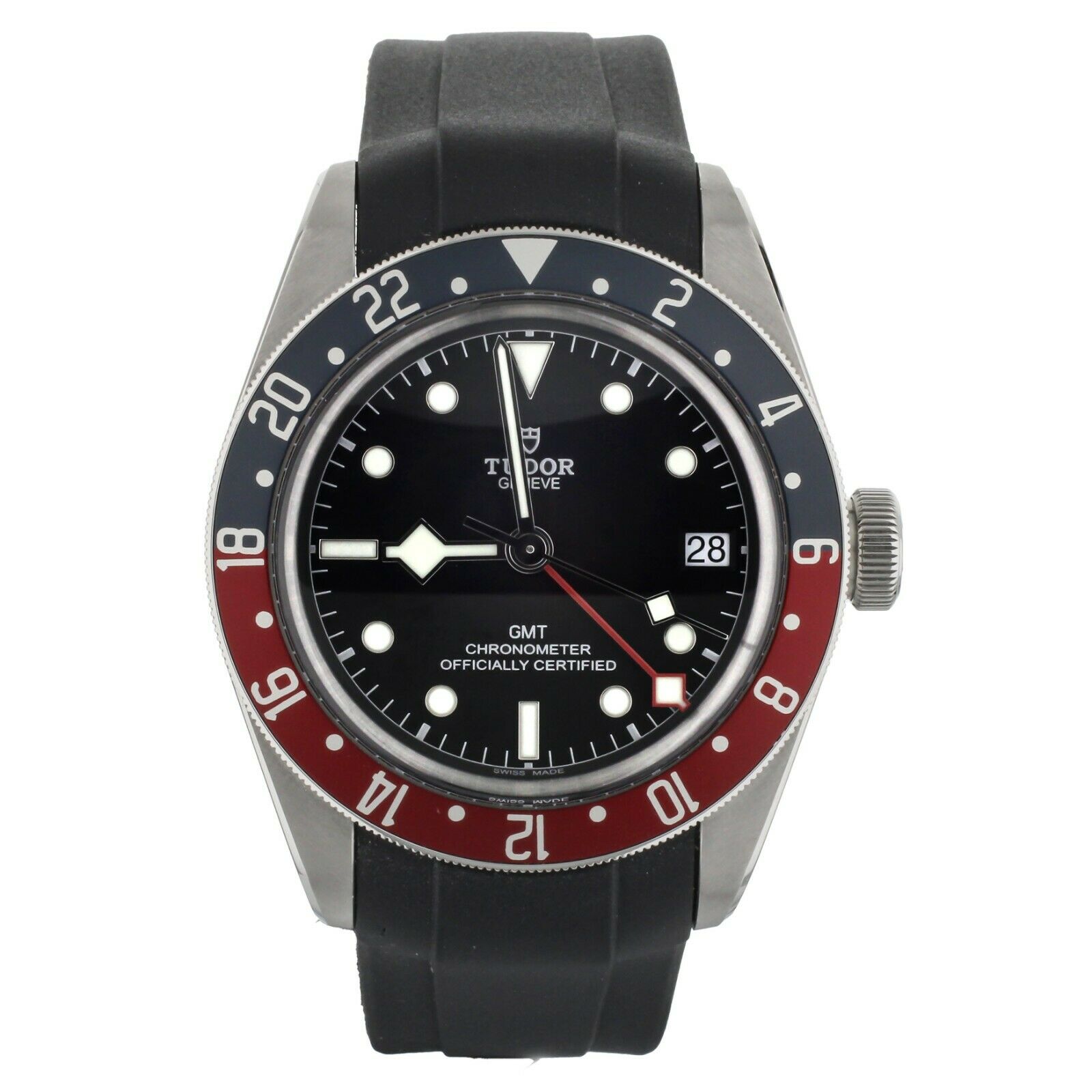 Tudor Black Bay GMT Pepsi  Black RubberB Strap 41MM  Full Set