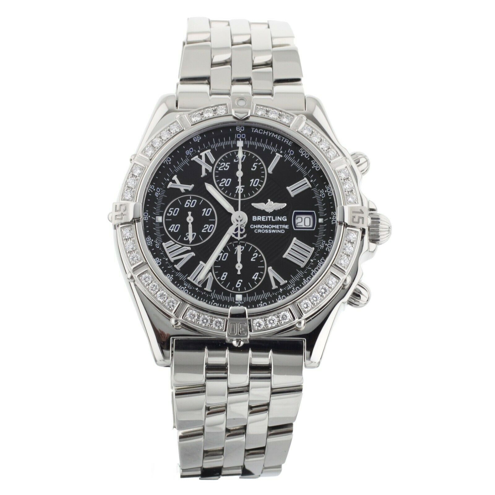 Breilting Crosswind Acier Chronograph Diamond Bezel Steel 44mm  A13355 Full Set
