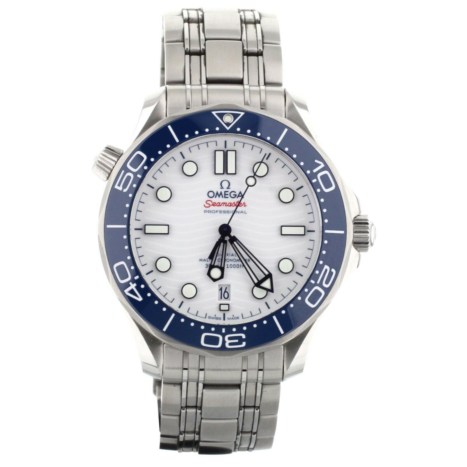 Omega Seamaster 300m Tokyo White Dial Blue Bezel 42mm 52230422004001 Full Set
