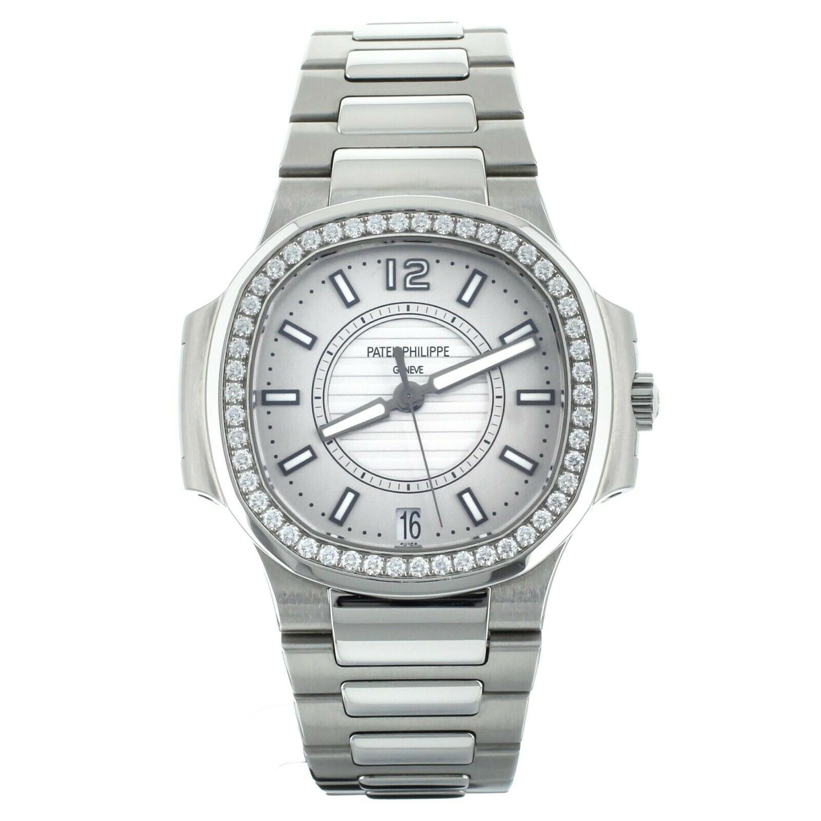 Patek Philippe Nautilus Stainless Steel Silver Dial Diamond Bezel 32mm 7008/1A