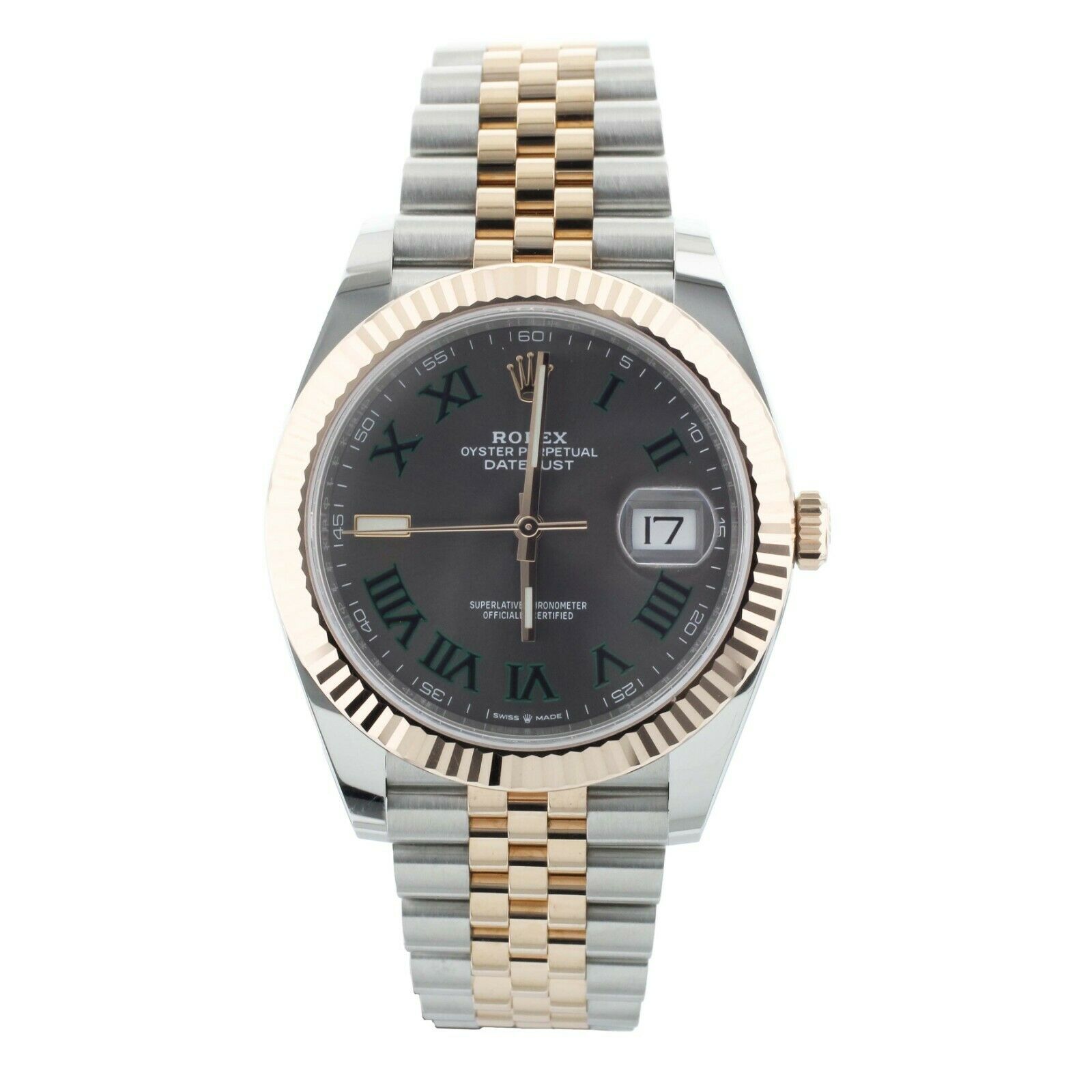 Rolex Datejust 41 Stainless Steel Rose Gold Wimbledon Dial 41mm Full Set