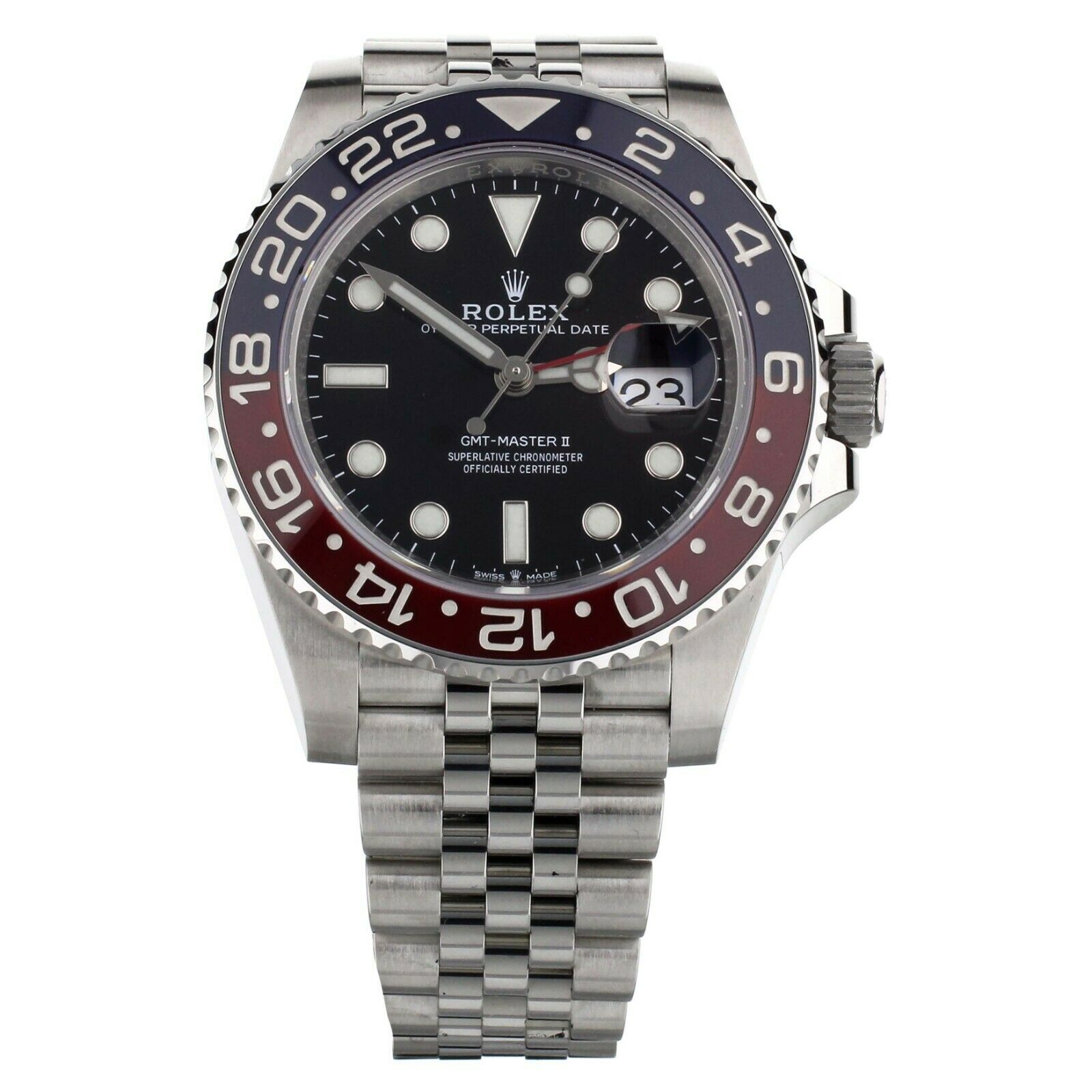 Rolex GMT Master II Stainless Steel Red Blue Bezel 40mm  Full Set