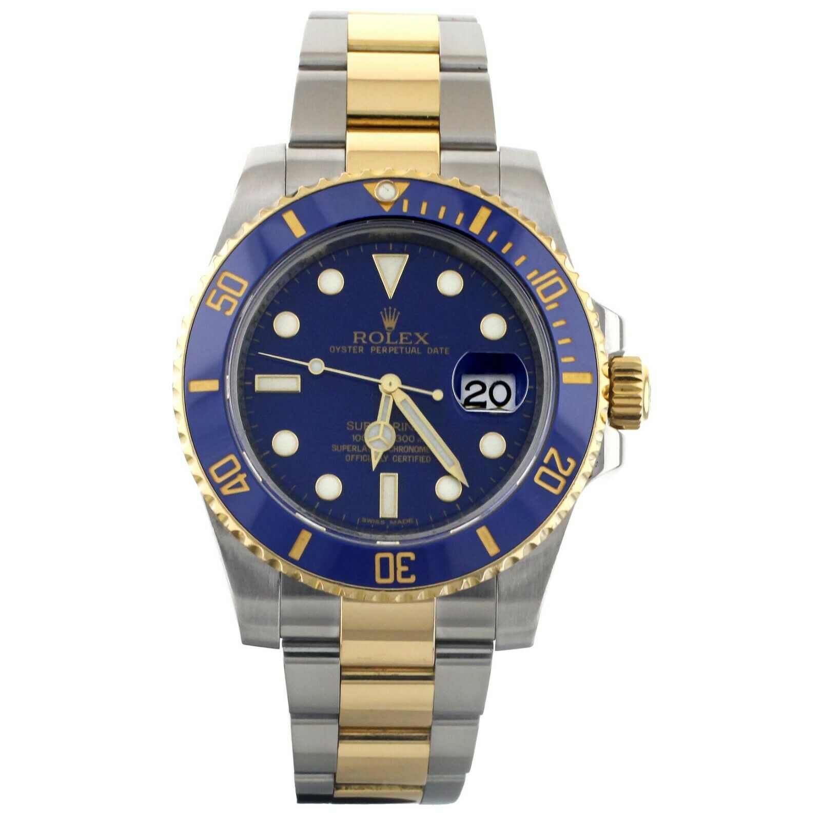 Rolex Submariner Stainless Steel Yellow Gold Blue Dial on Bracelet 40mm 116613LB