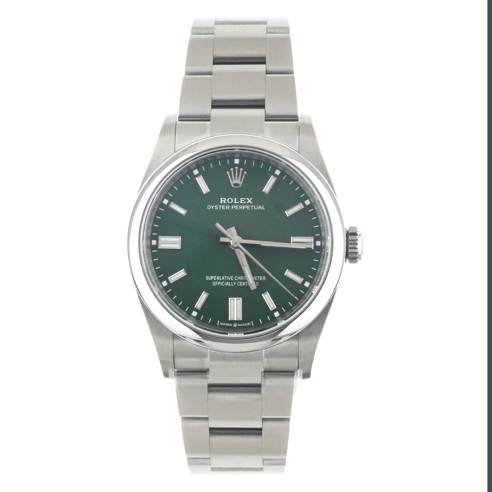 Rolex Oyster Perpetual Green Dial Stainless Steel Bracelet 36mm 126000 Full Set