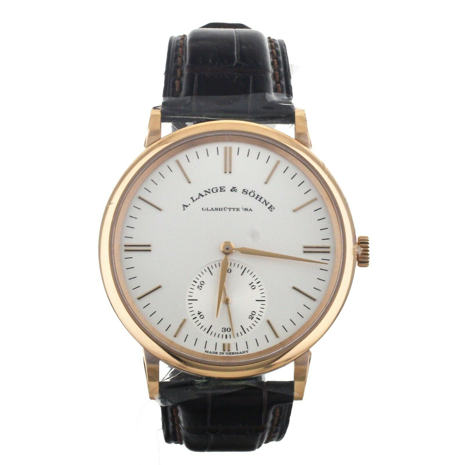 A. Lange  Sohne Saxonia Automatic Rose Gold Silver Dial 38.5mm 380.033