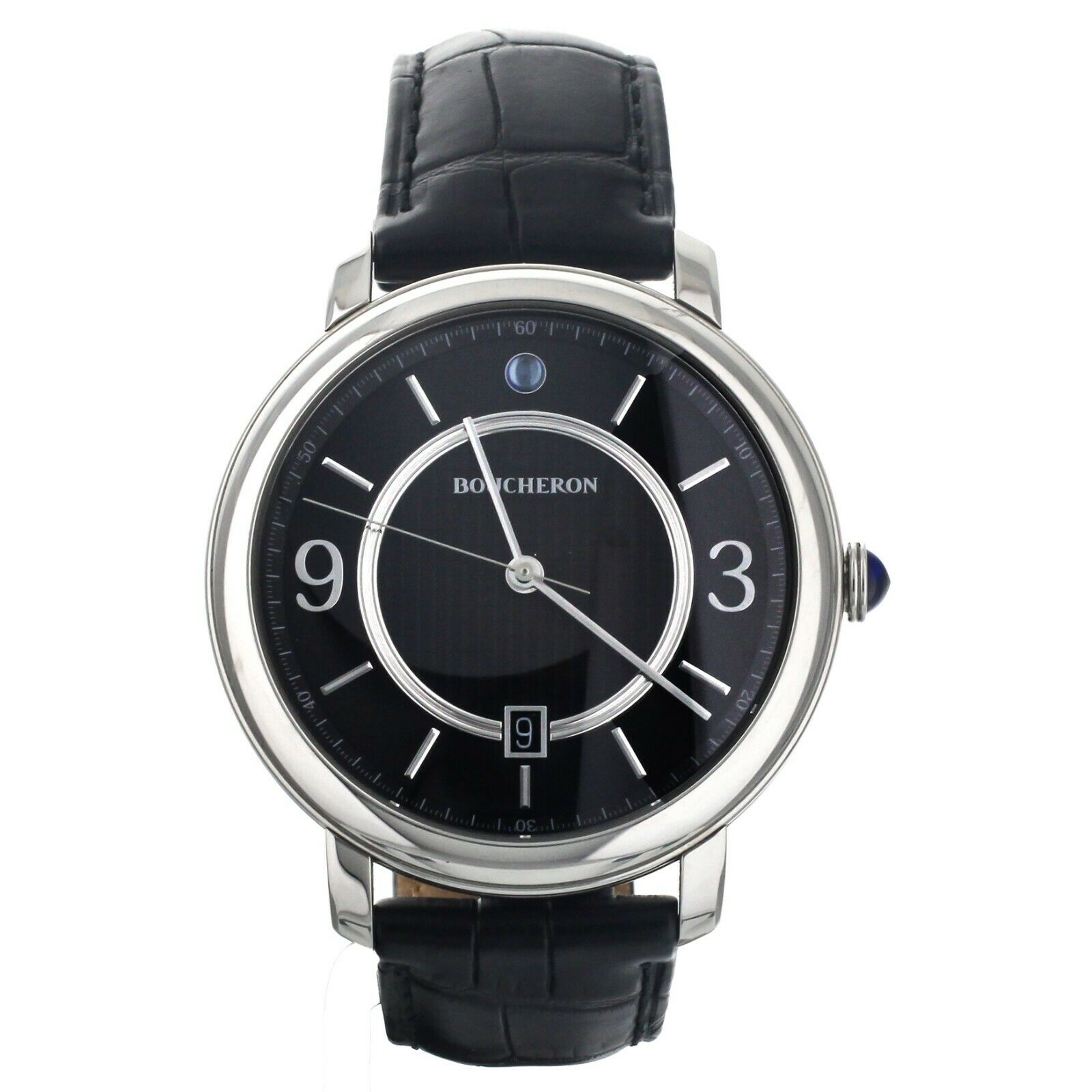 Bucheron Epure Stainless Steel Black Dial Alligator Automatic 42mm WA021204
