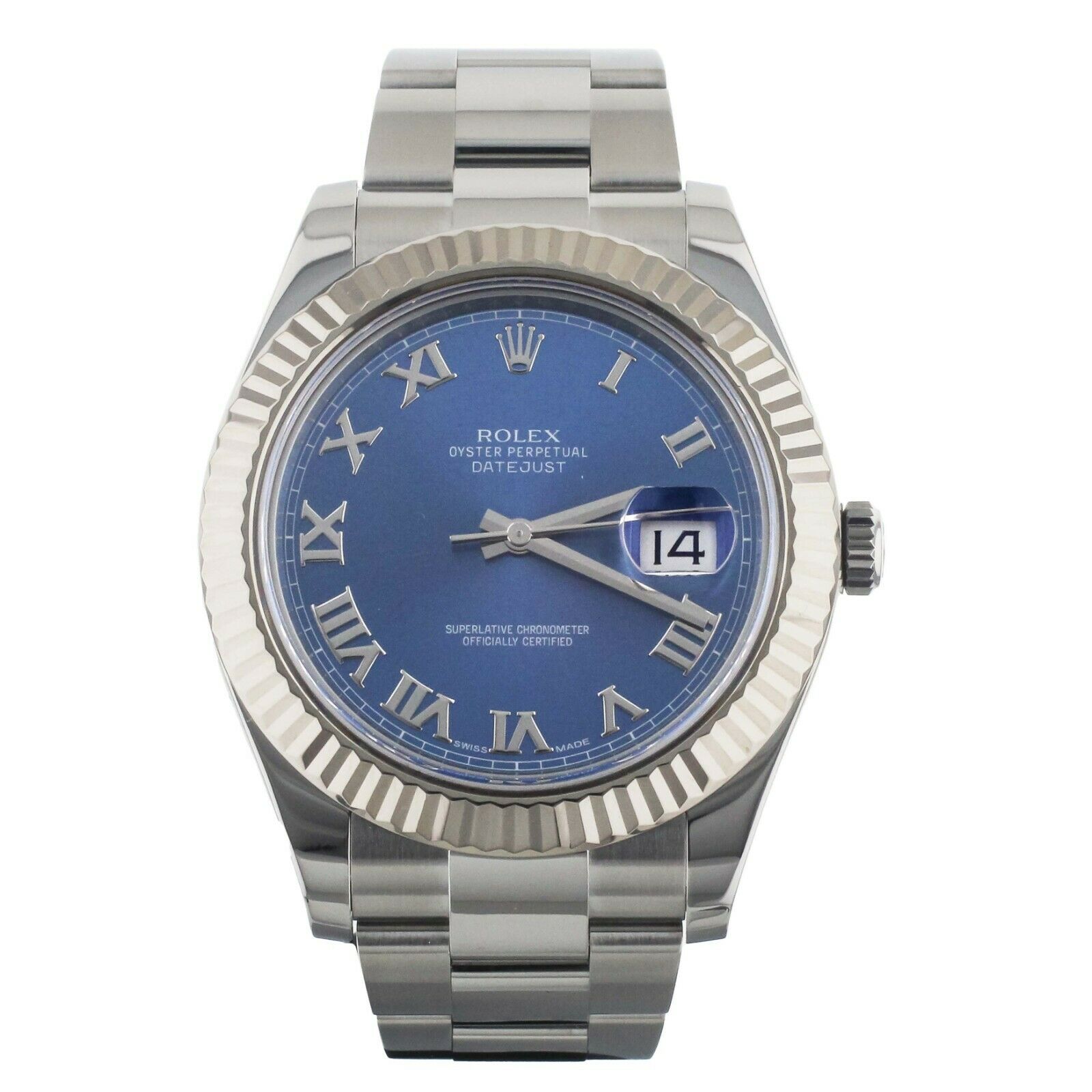 Rolex Datejust II Stainless Steel Fluted Bezel Blue Dial 41mm  Full Set