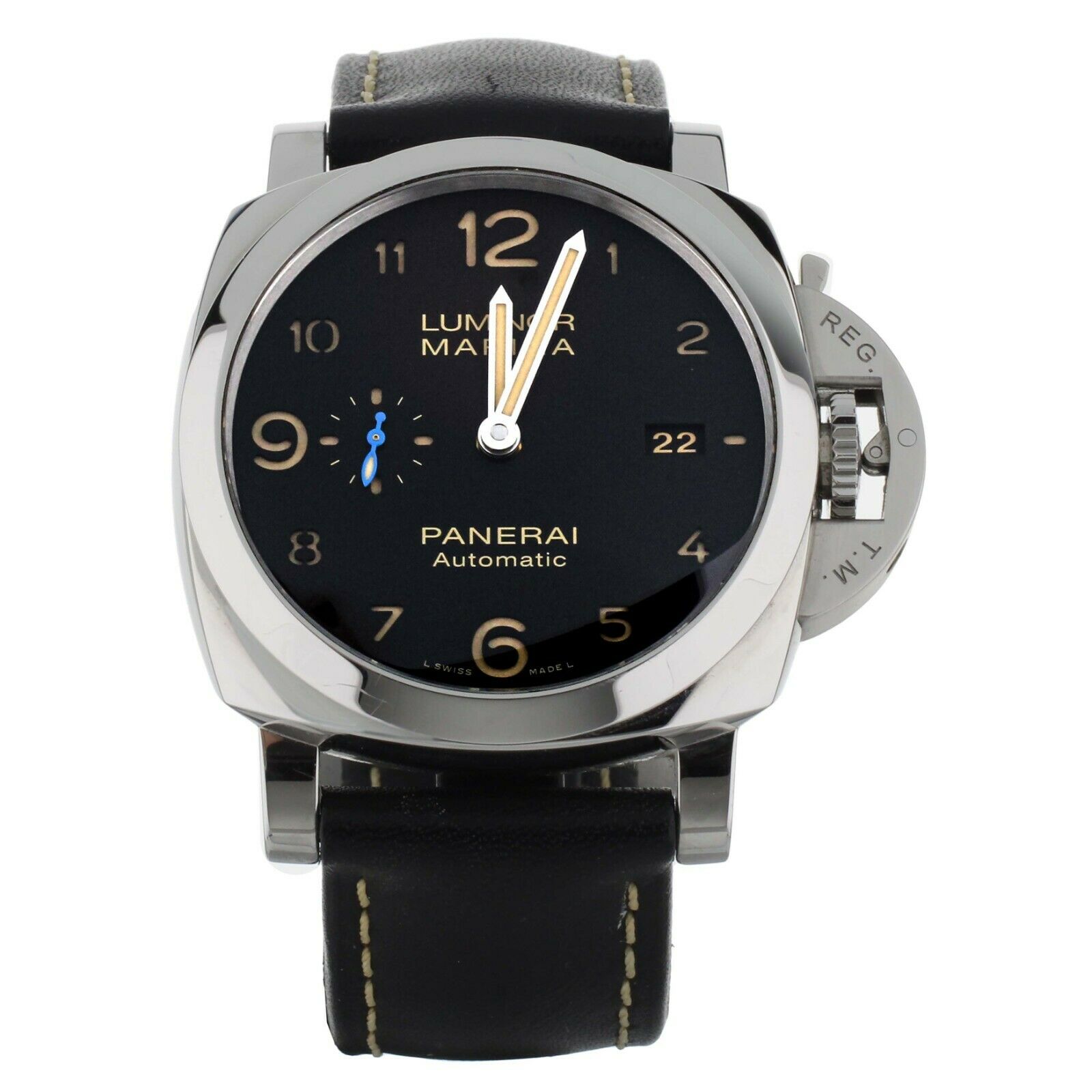 Panerai Luminor 1950 Stainless Steel Black Dial Calf Strap 44mm  Full Set