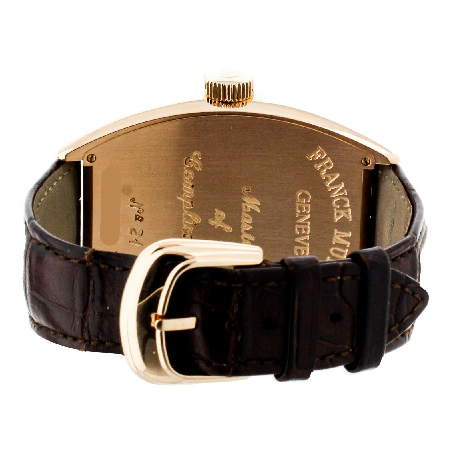 Franck Muller Cintrée Curvex Rose Gold Black Dial Alligator 43x60