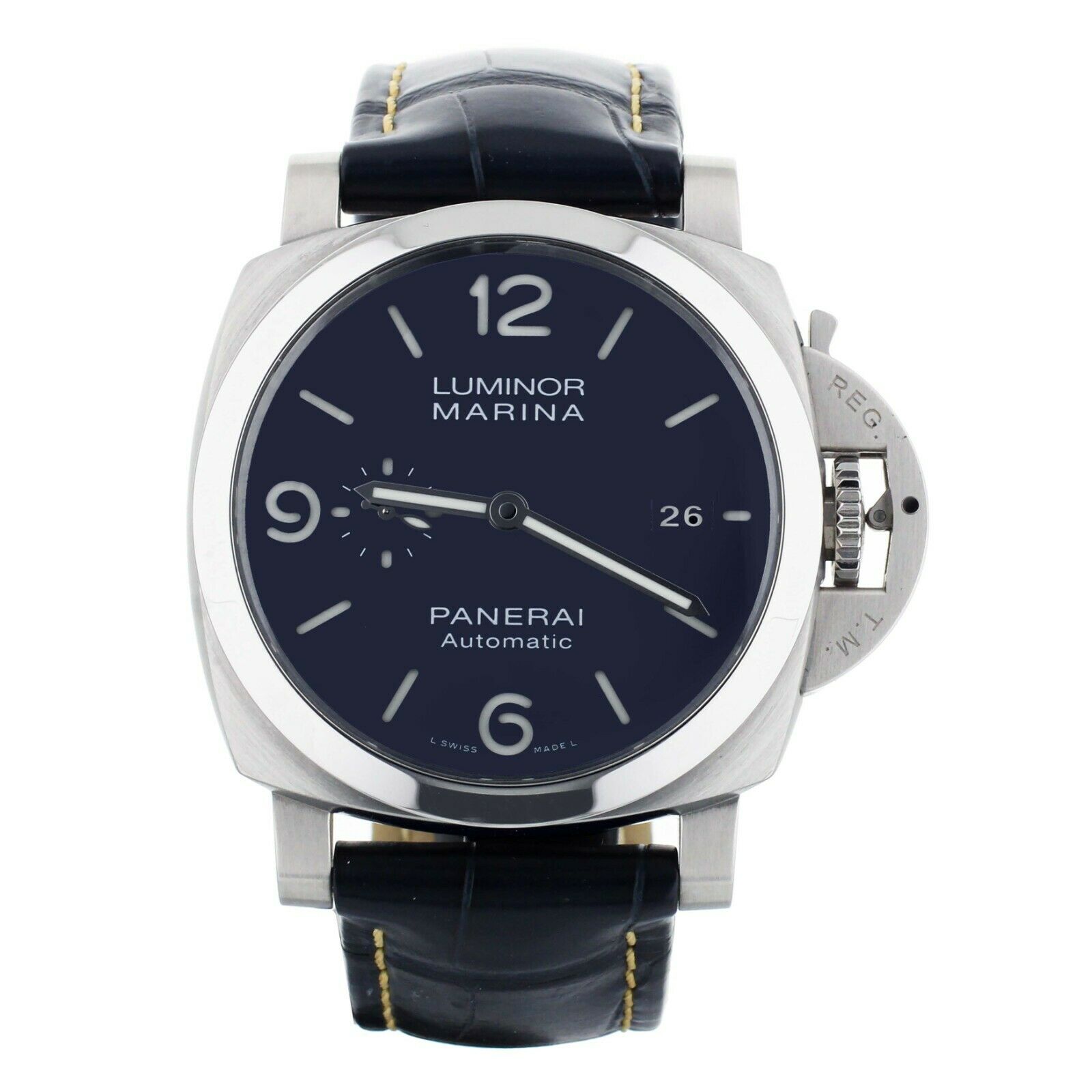 Panerai Luminor blue dial stainless steel Alligator Strap 44mm Pam full set