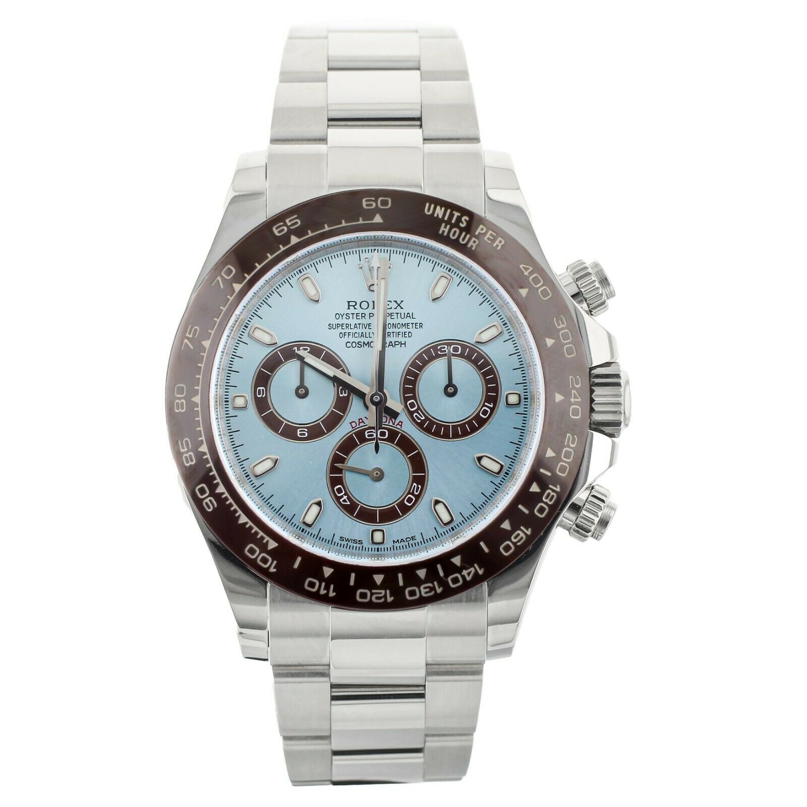 Rolex Daytona Platinum Glacier Blue Dial Platinum Bracelet  40mm Full Set