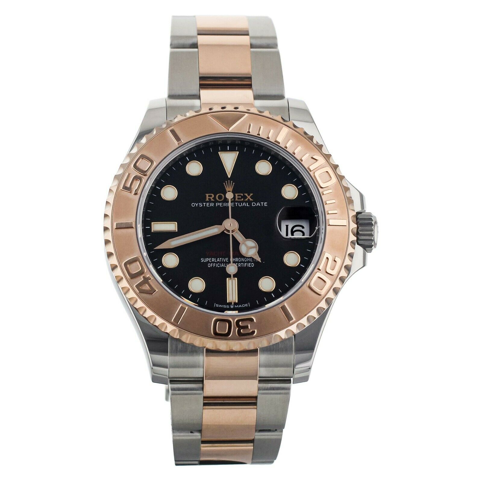 Rolex Yacht-Master 37 Stainless Steel Rose Gold Black Dial Bracelet 37mm