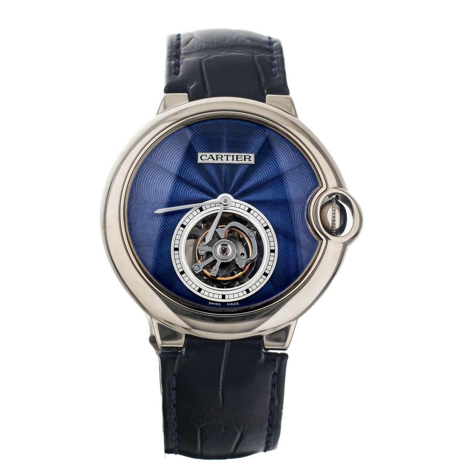 Cartier Ballon Bleu Tourbillon White Gold Blue Guilloche 39mm  Full Set