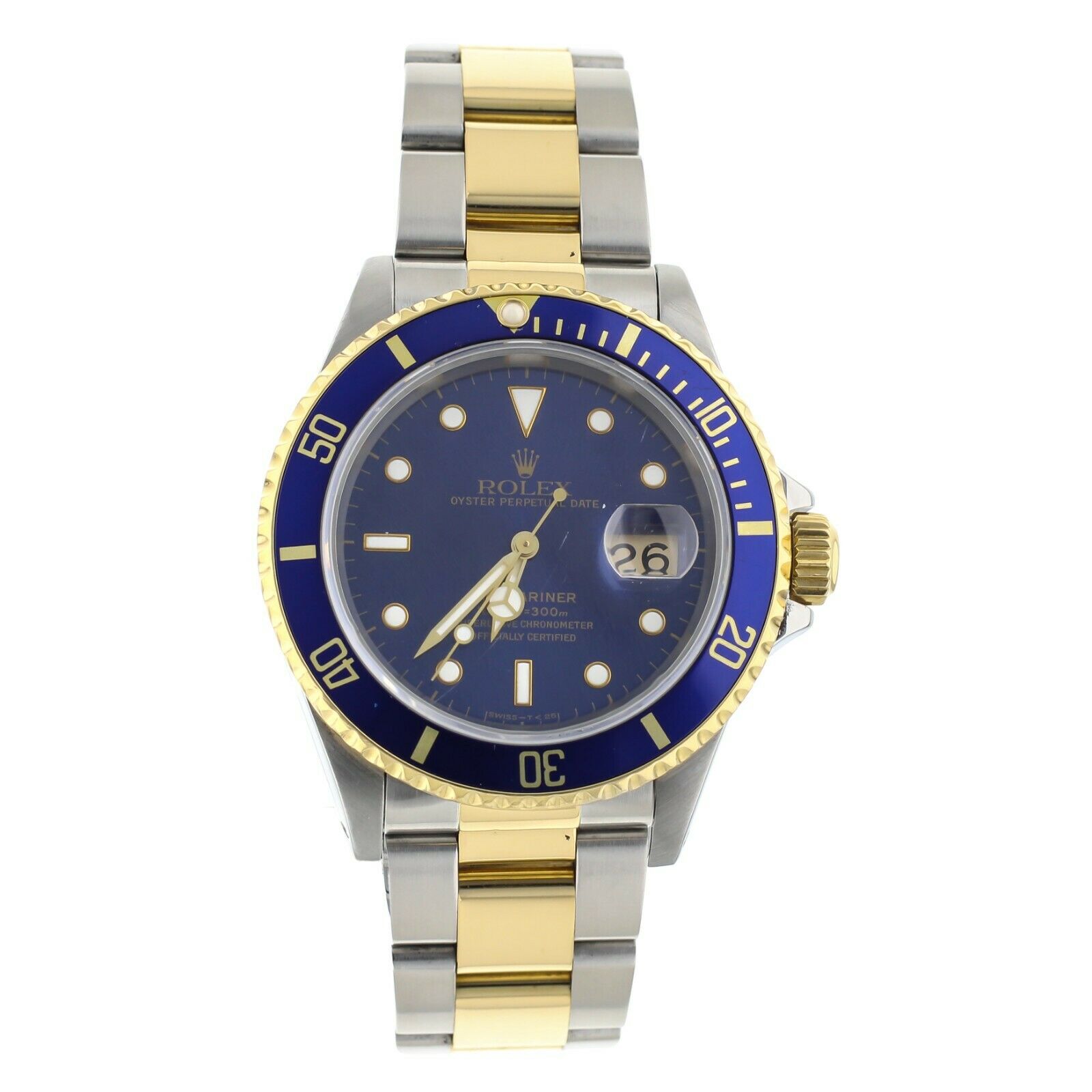 Rolex Submariner Stainless Steel Yellow Gold Blue Dial on Bracelet 40mm